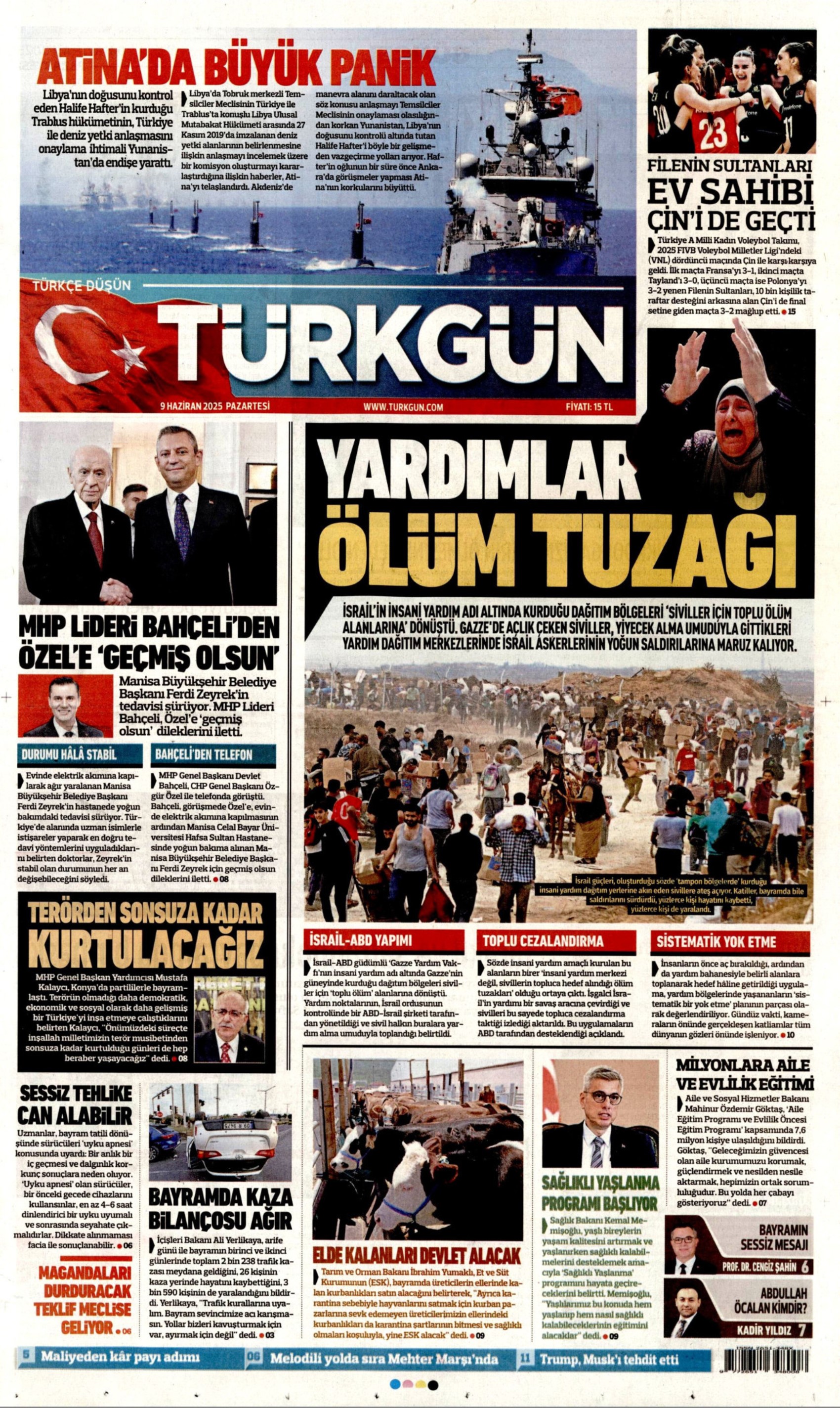 9 Haziran 2025 gazete manşetleri