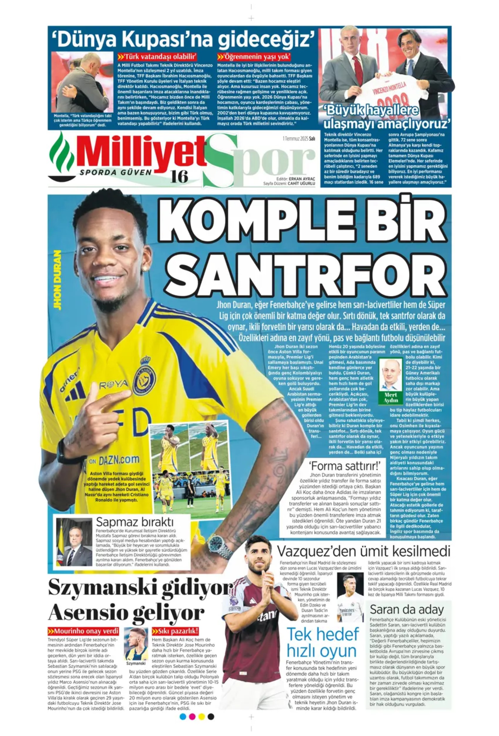 Sporda günün manşetleri: Fener'e Paris paketi! Partey için geri sayım başladı