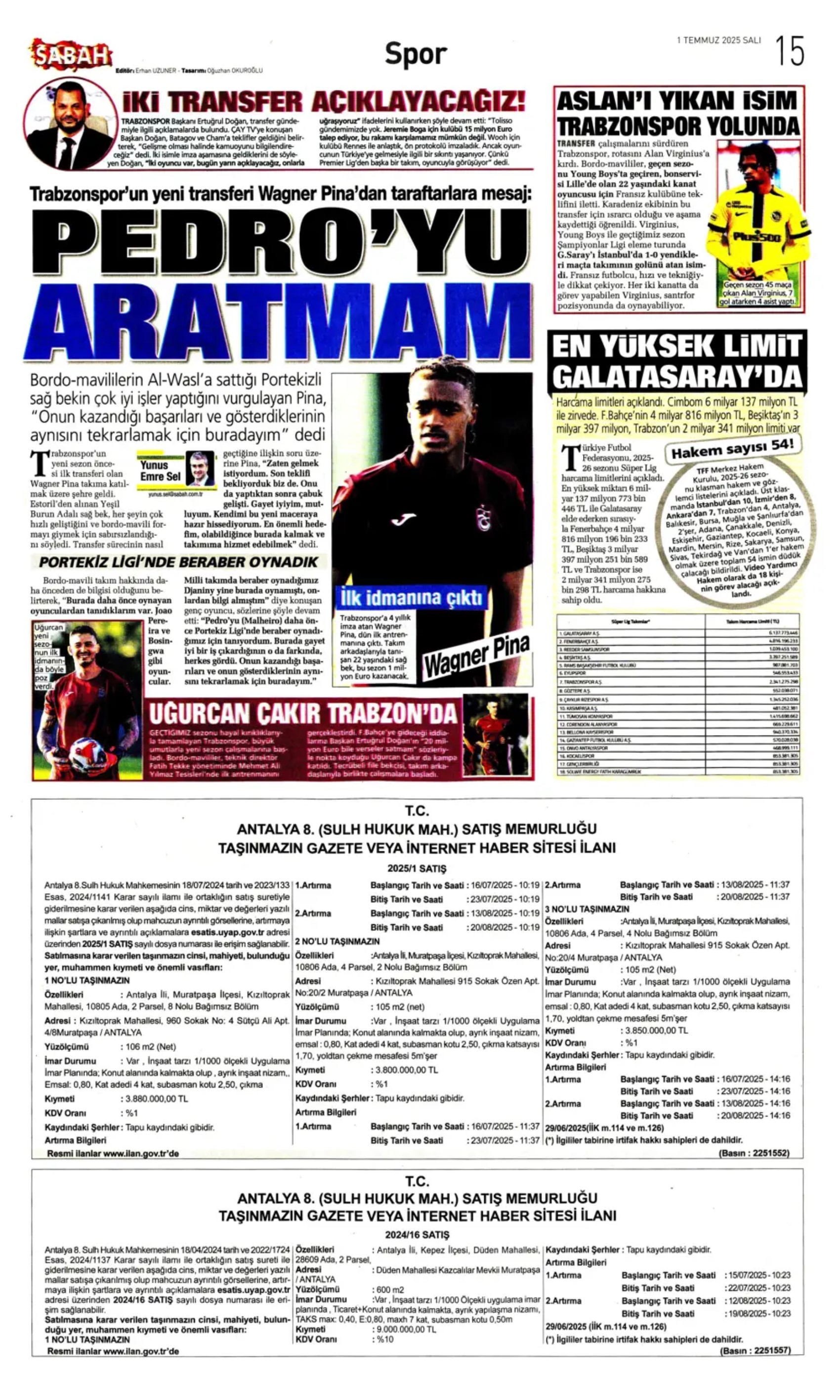 Sporda günün manşetleri: Fener'e Paris paketi! Partey için geri sayım başladı