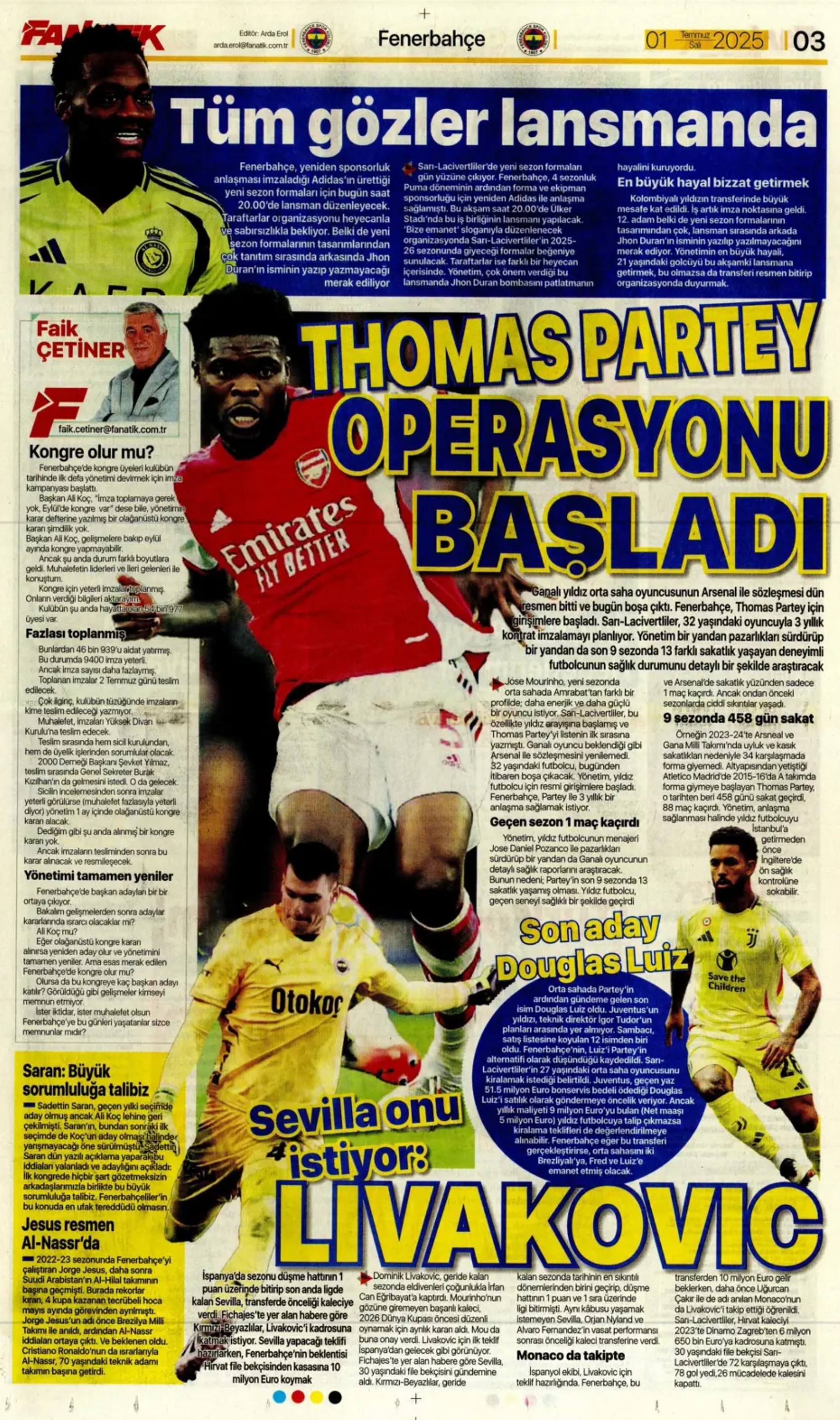 Sporda günün manşetleri: Fener'e Paris paketi! Partey için geri sayım başladı