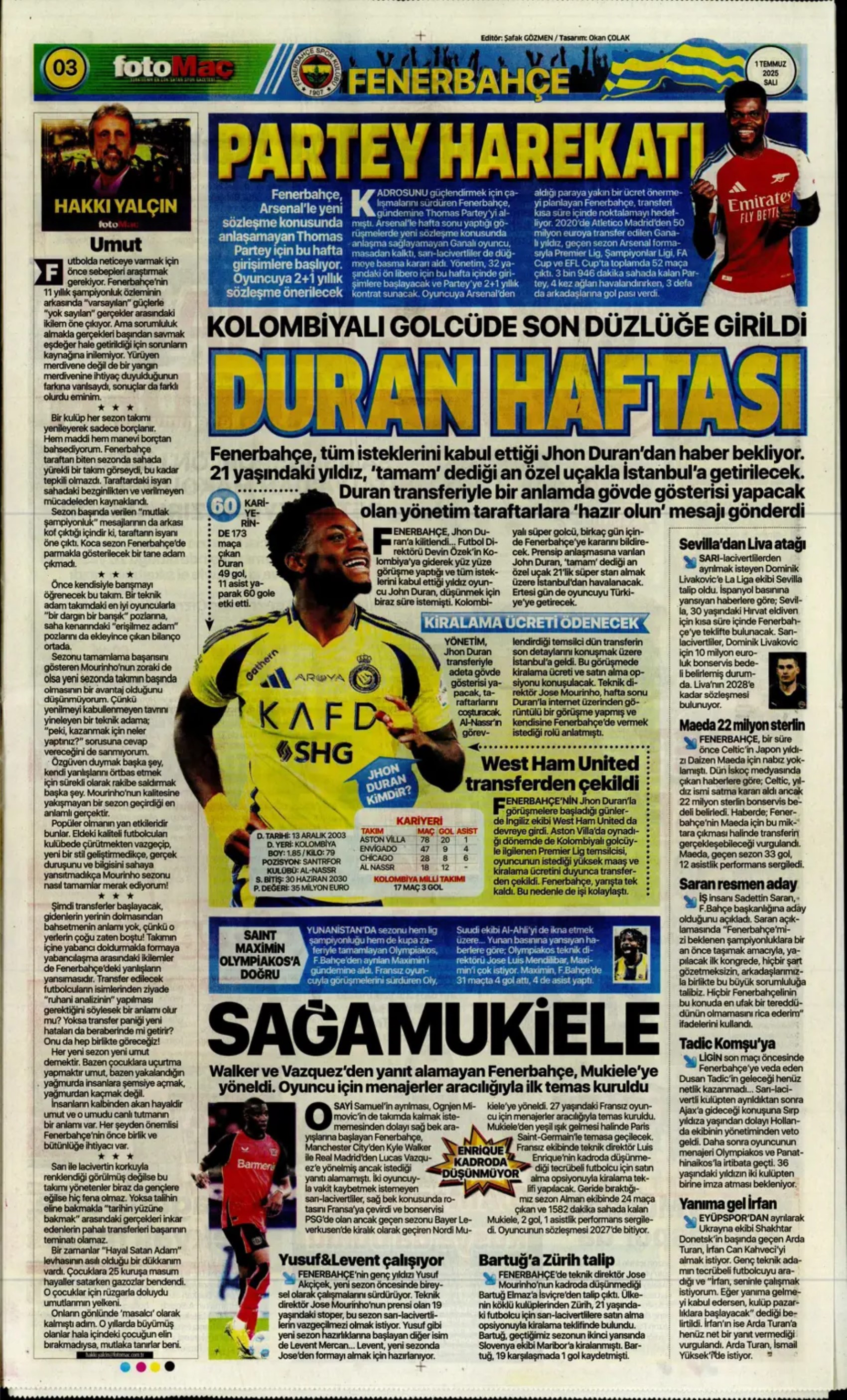 Sporda günün manşetleri: Fener'e Paris paketi! Partey için geri sayım başladı