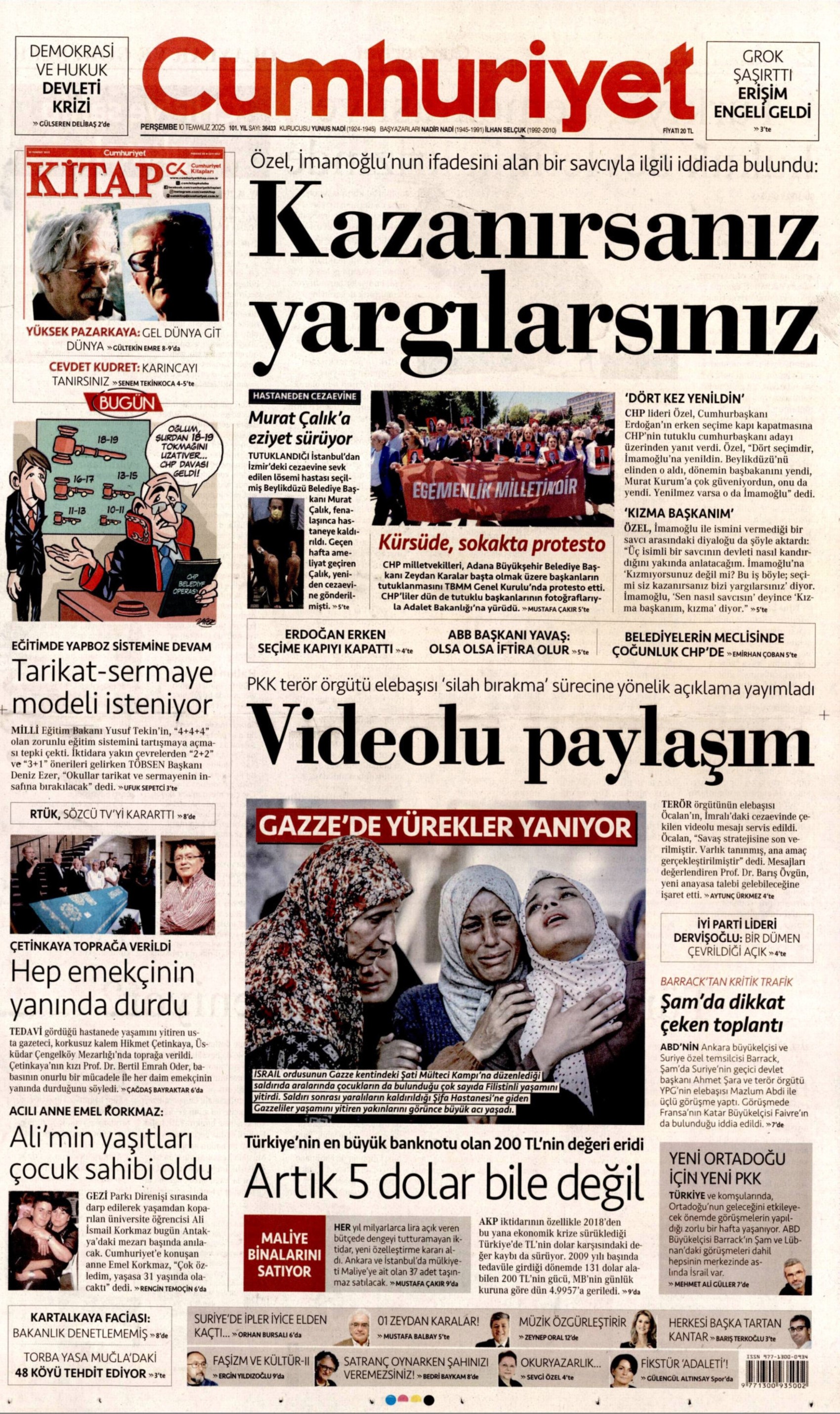 10 Temmuz 2025 gazete manşetleri: Gazeteler, teröristbaşı Abdullah Öcalan'ın videolu mesajını nasıl gördü?