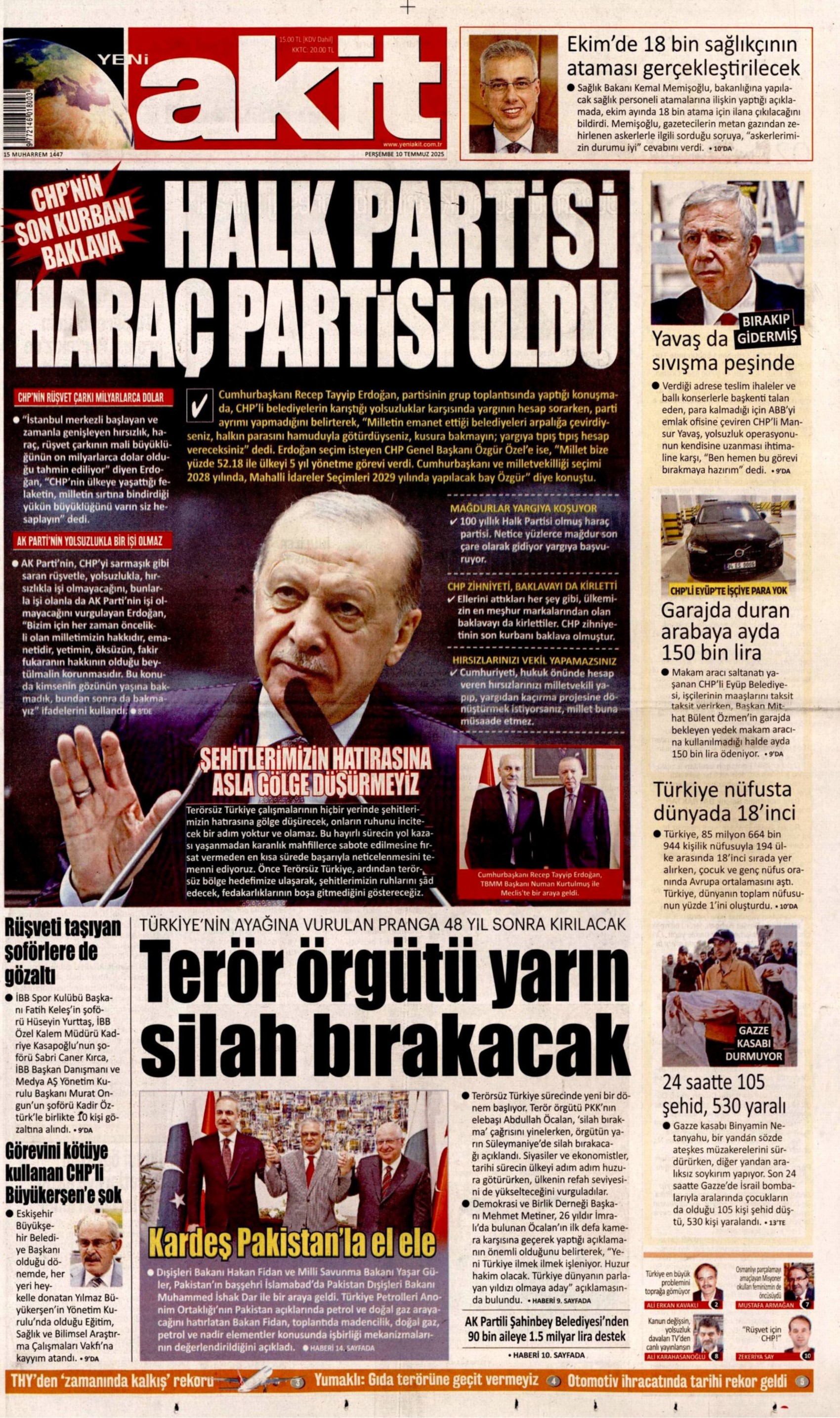 10 Temmuz 2025 gazete manşetleri: Gazeteler, teröristbaşı Abdullah Öcalan'ın videolu mesajını nasıl gördü?