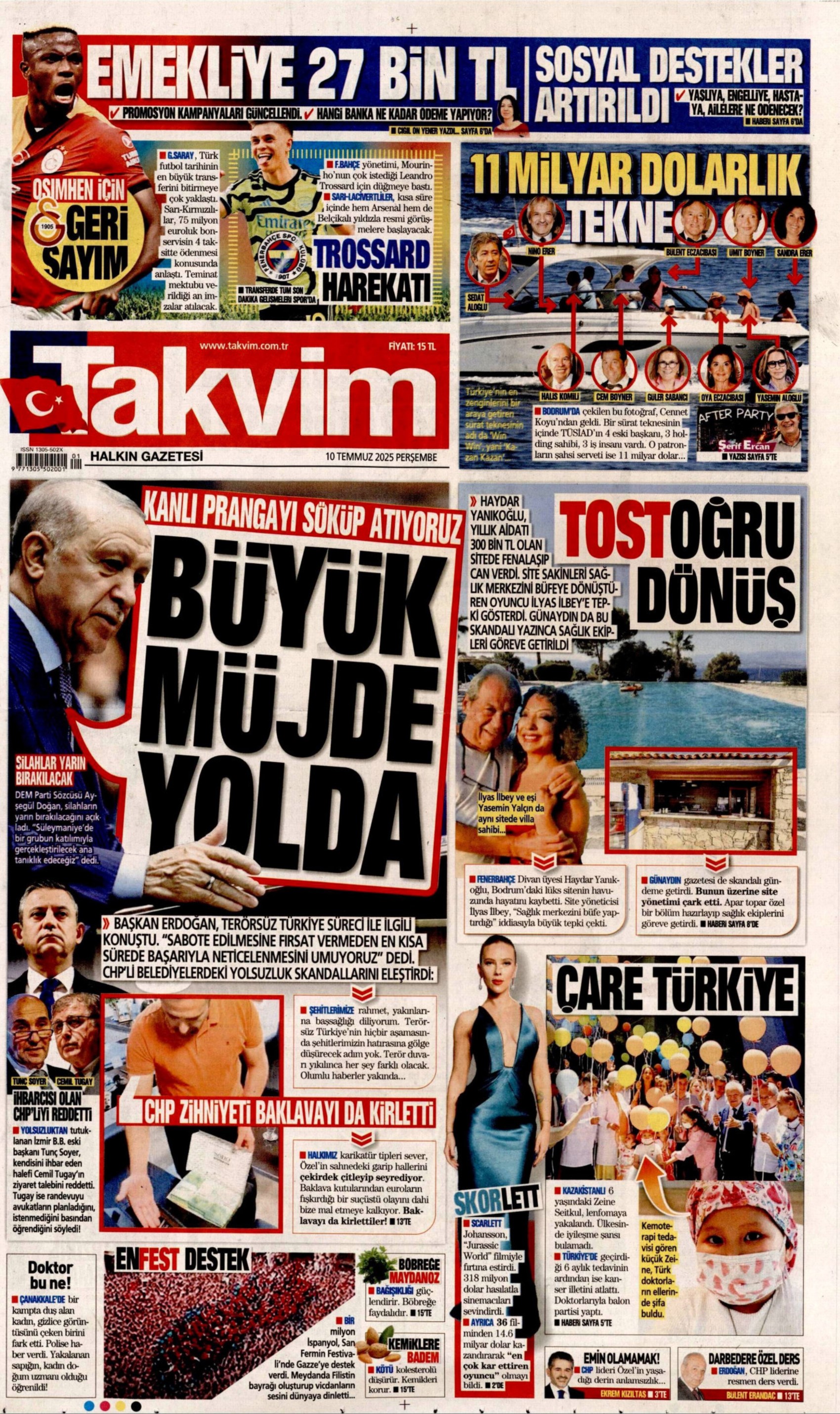 10 Temmuz 2025 gazete manşetleri: Gazeteler, teröristbaşı Abdullah Öcalan'ın videolu mesajını nasıl gördü?