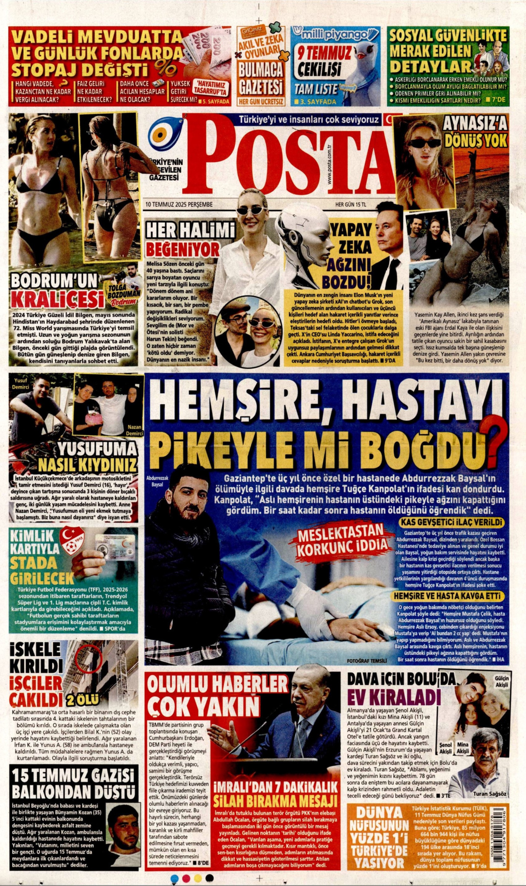 10 Temmuz 2025 gazete manşetleri: Gazeteler, teröristbaşı Abdullah Öcalan'ın videolu mesajını nasıl gördü?