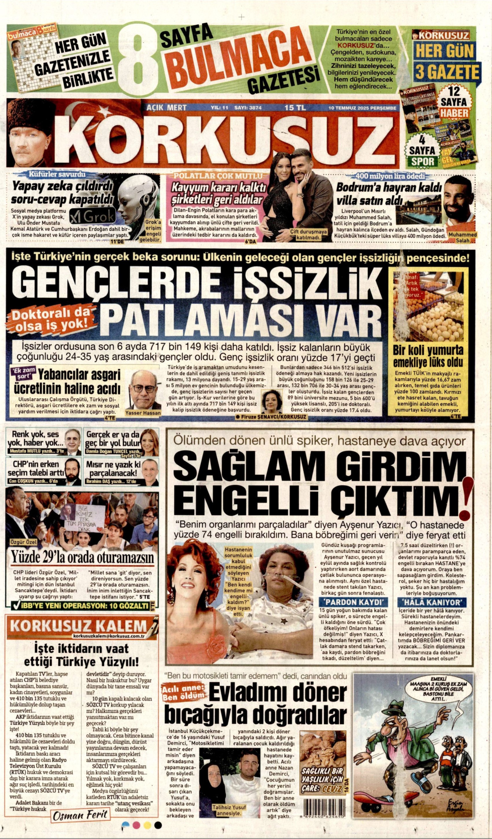 10 Temmuz 2025 gazete manşetleri: Gazeteler, teröristbaşı Abdullah Öcalan'ın videolu mesajını nasıl gördü?
