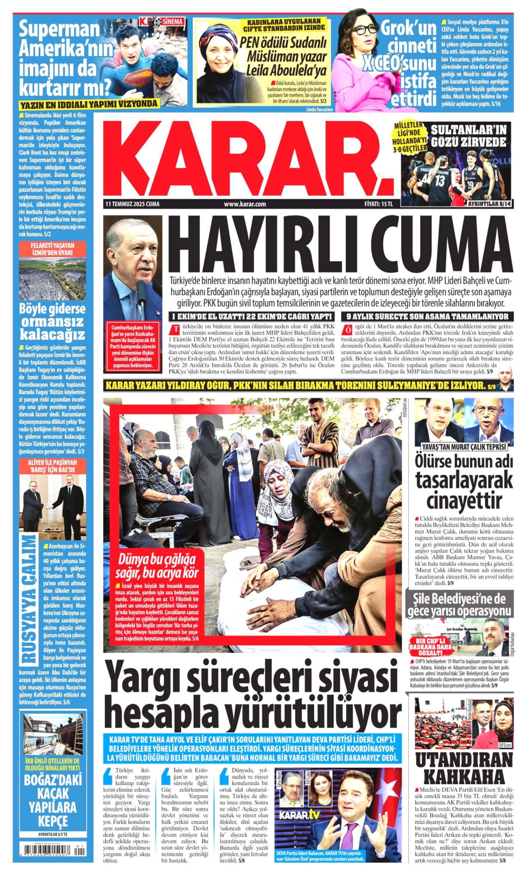 11 Temmuz 2025 gazete manşetleri: 'Terör örgütü PKK işte böyle silah bırakacak'