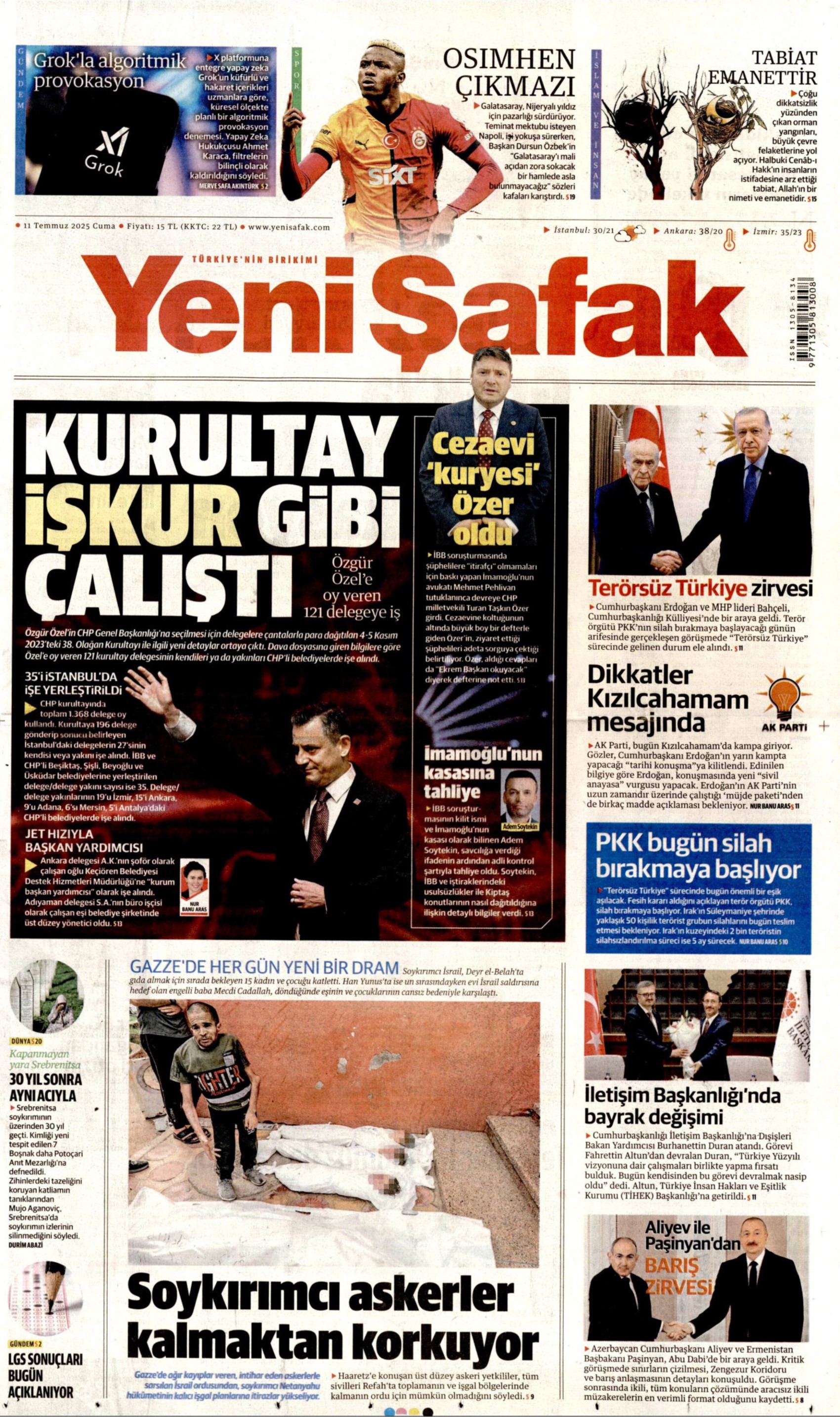 11 Temmuz 2025 gazete manşetleri: 'Terör örgütü PKK işte böyle silah bırakacak'