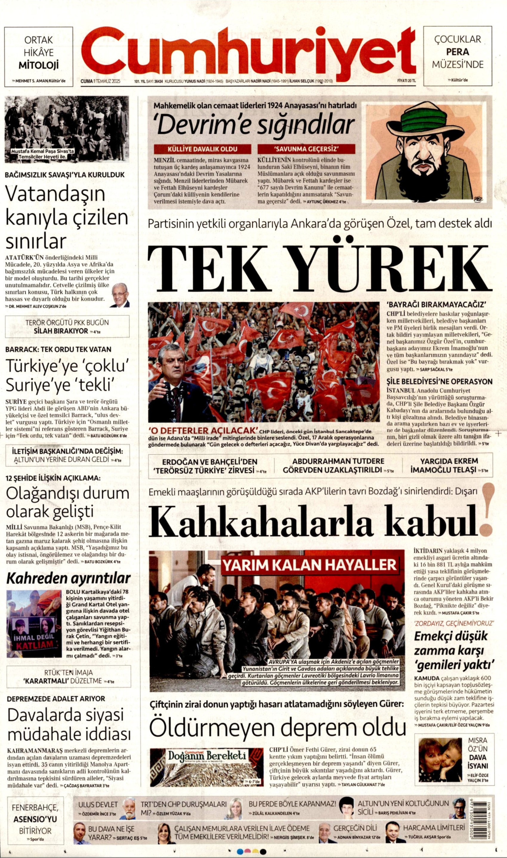 11 Temmuz 2025 gazete manşetleri: 'Terör örgütü PKK işte böyle silah bırakacak'