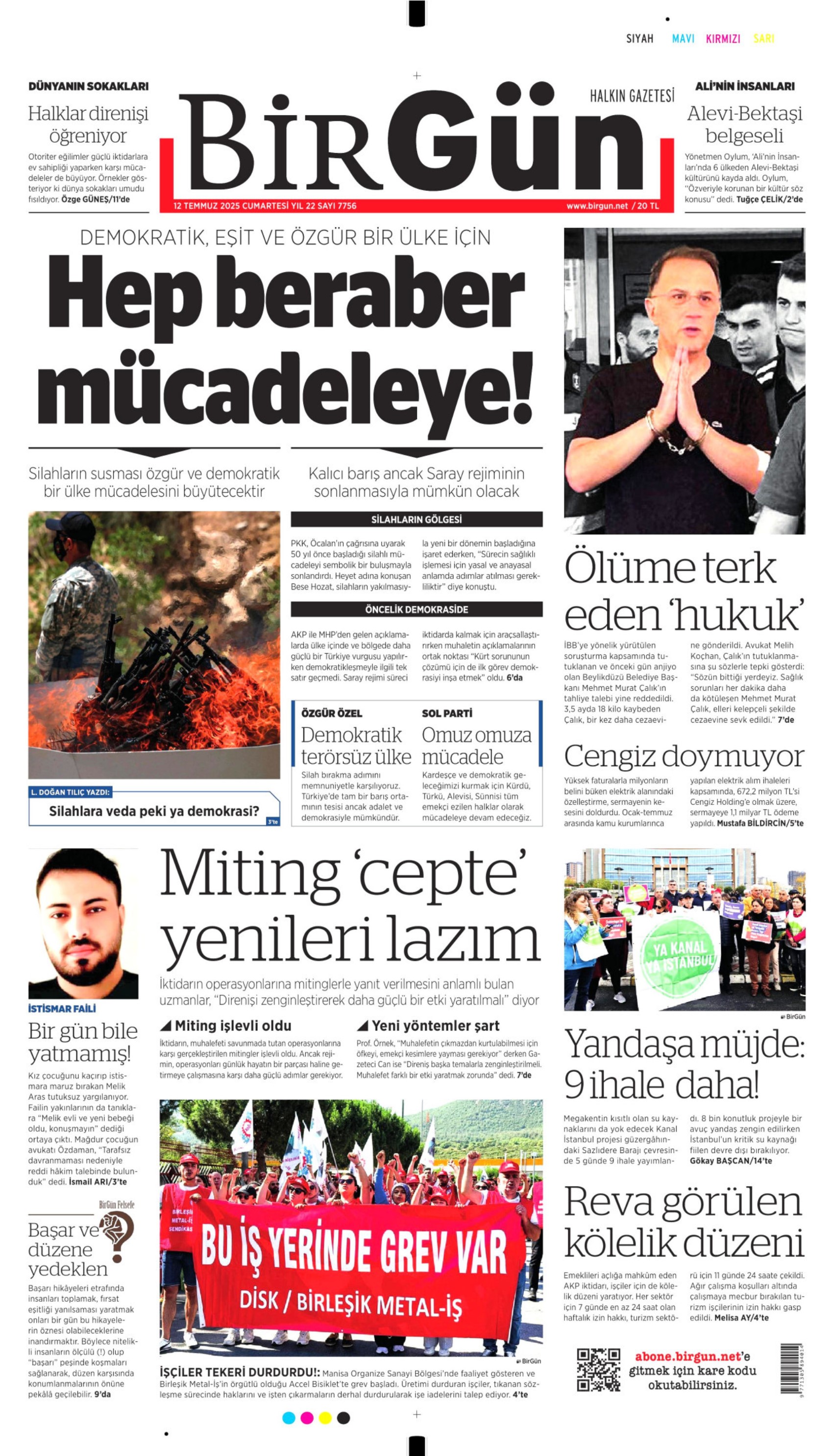 12 Temmuz 2025 gazete manşetleri: Gazeteler, terör örgütü PKK'nın silah bırakmasını nasıl gördü?