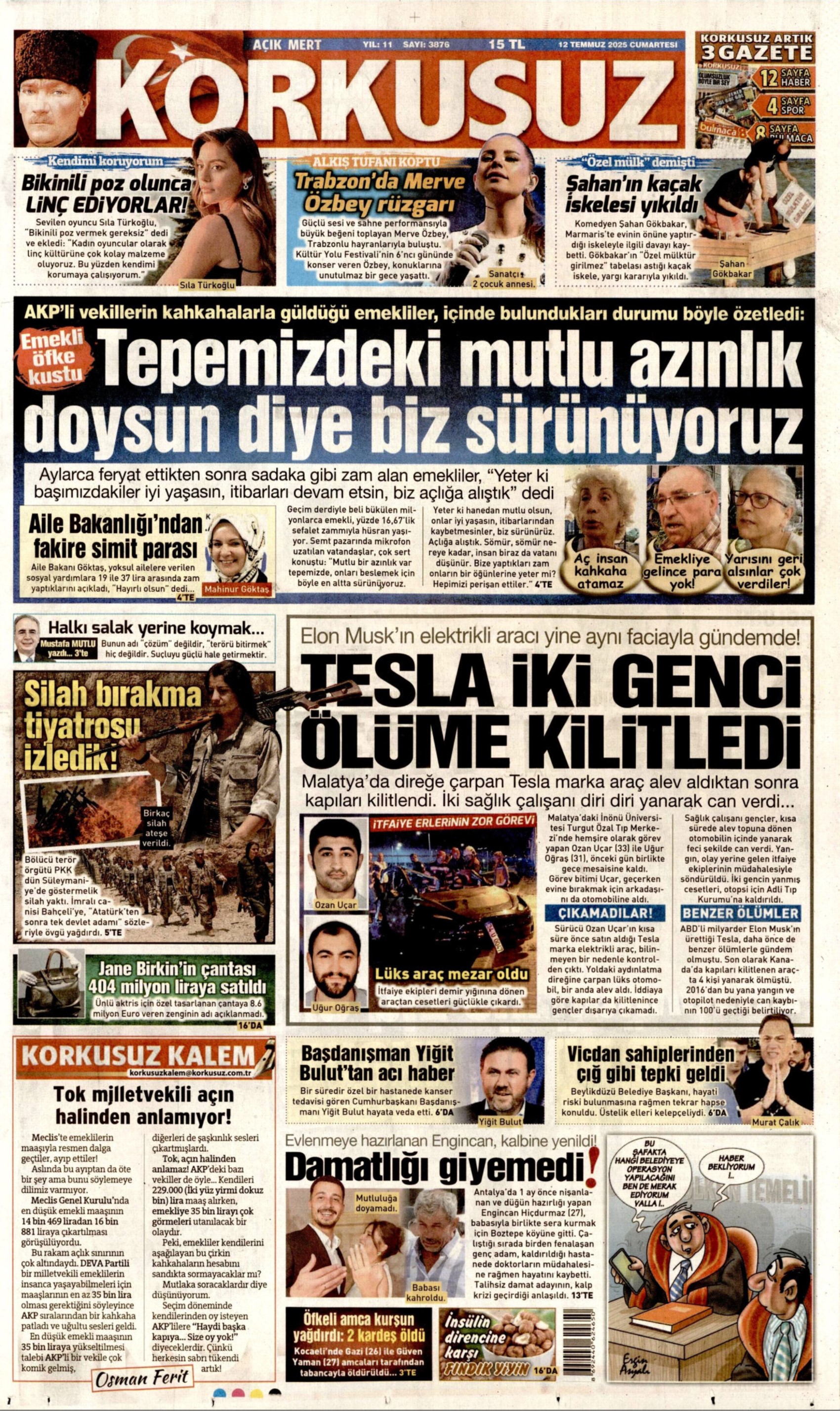 12 Temmuz 2025 gazete manşetleri: Gazeteler, terör örgütü PKK'nın silah bırakmasını nasıl gördü?