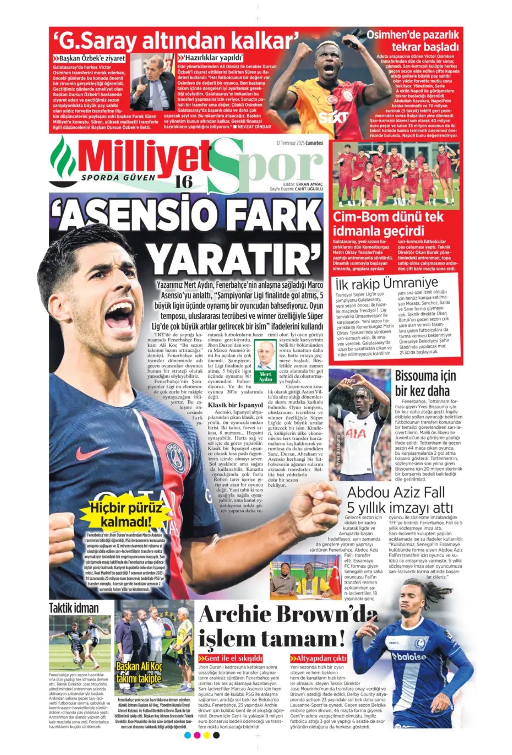 Sporda günün manşetleri... Fenerbahçe transferde gaza basıyor: Osimhen'de büyük satranç
