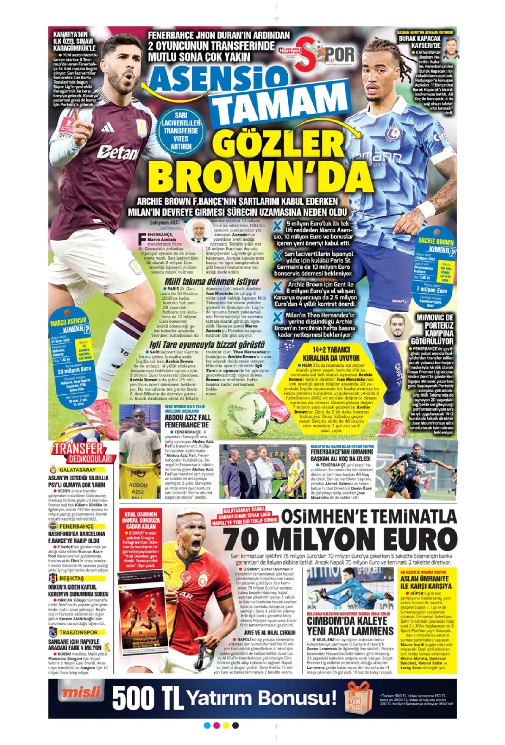 Sporda günün manşetleri... Fenerbahçe transferde gaza basıyor: Osimhen'de büyük satranç