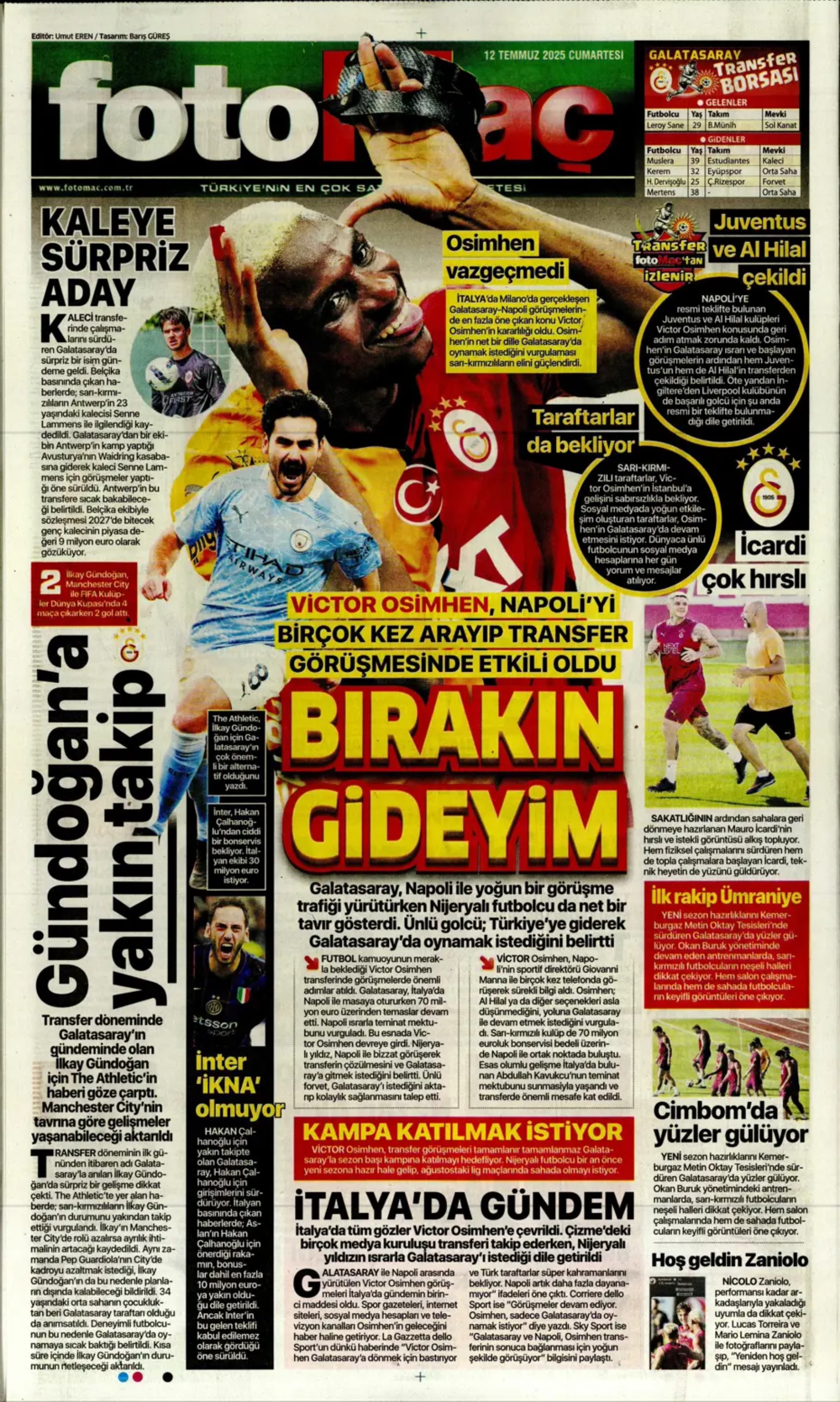 Sporda günün manşetleri... Fenerbahçe transferde gaza basıyor: Osimhen'de büyük satranç