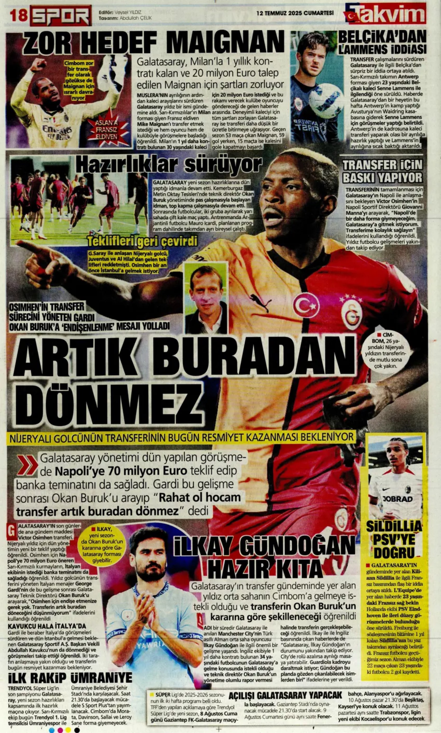 Sporda günün manşetleri... Fenerbahçe transferde gaza basıyor: Osimhen'de büyük satranç