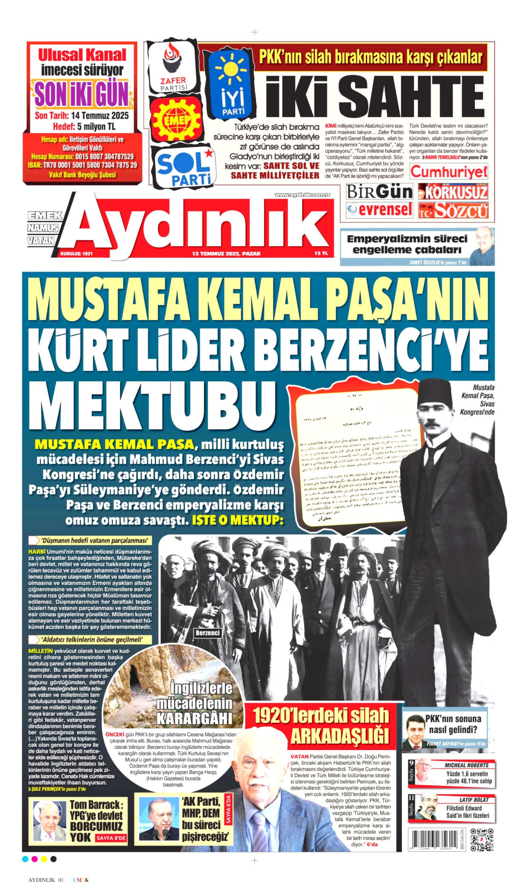 DEM Parti'yle 'süreç' ittifakı çıkmıştı: Gazeteler Erdoğan'ın 'tarihi nitelikte' denilen konuşmasını nasıl gördü? (13 Temmuz 2025 gazete manşetleri)