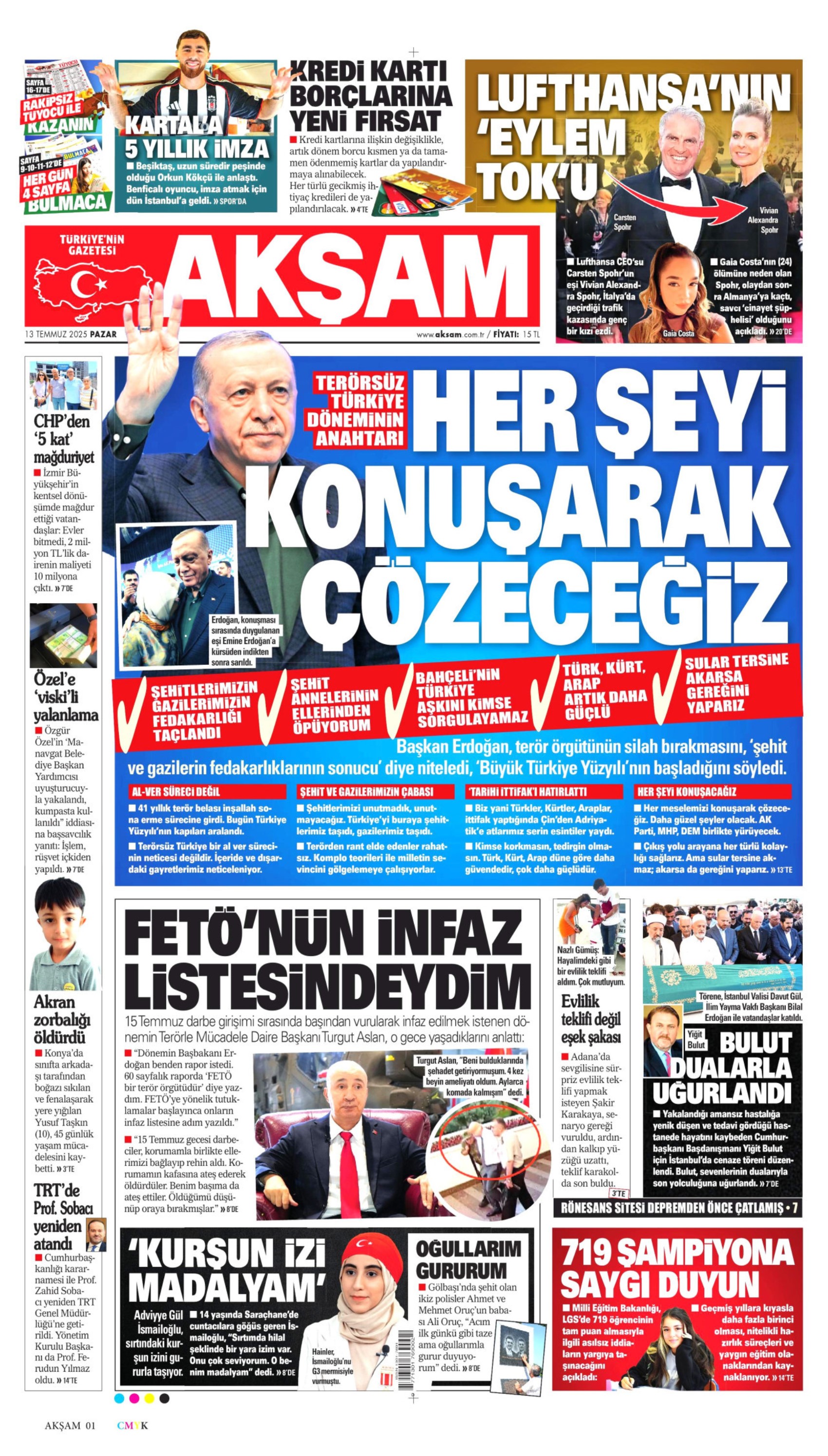 DEM Parti'yle 'süreç' ittifakı çıkmıştı: Gazeteler Erdoğan'ın 'tarihi nitelikte' denilen konuşmasını nasıl gördü? (13 Temmuz 2025 gazete manşetleri)