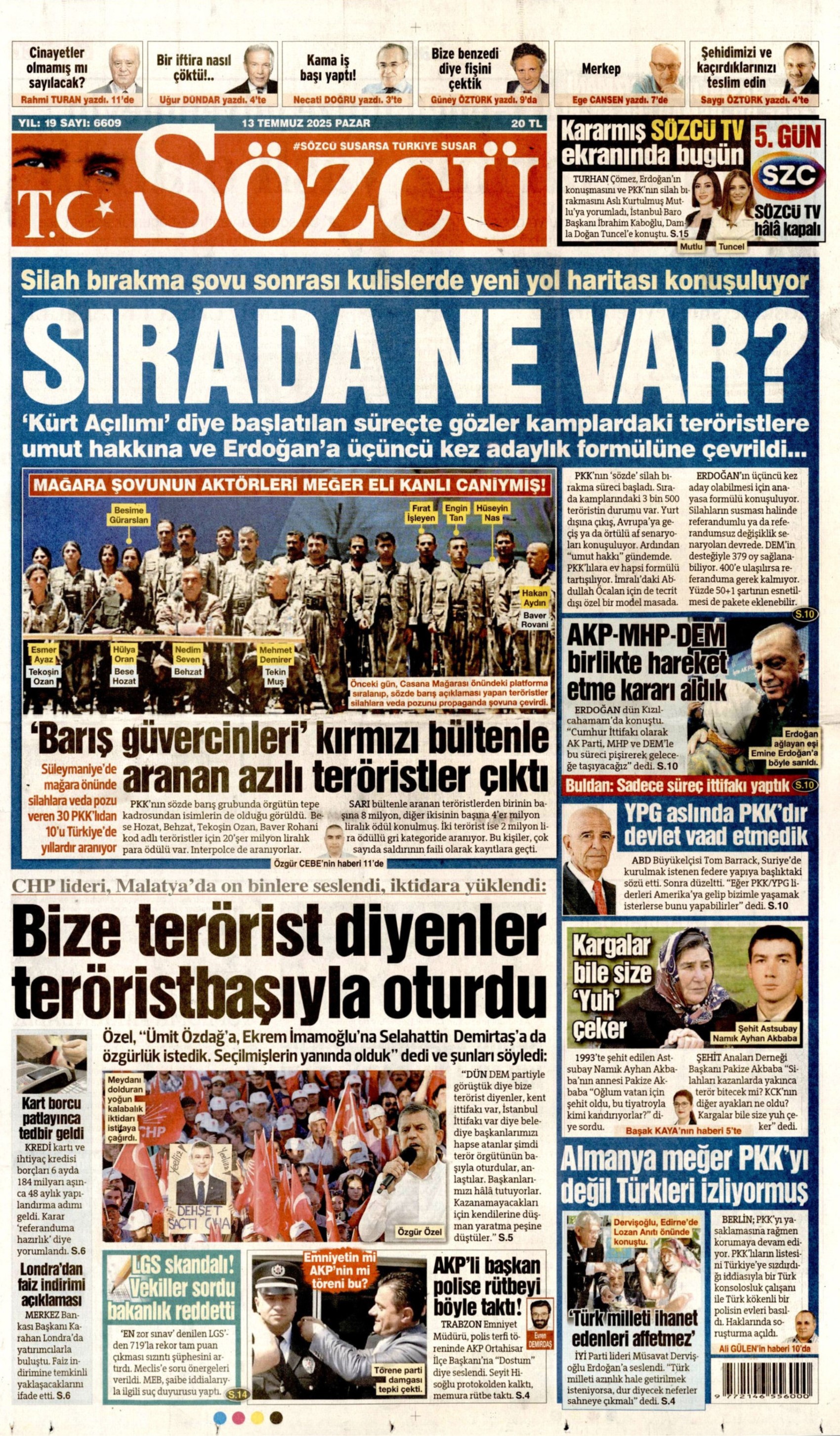 DEM Parti'yle 'süreç' ittifakı çıkmıştı: Gazeteler Erdoğan'ın 'tarihi nitelikte' denilen konuşmasını nasıl gördü? (13 Temmuz 2025 gazete manşetleri)