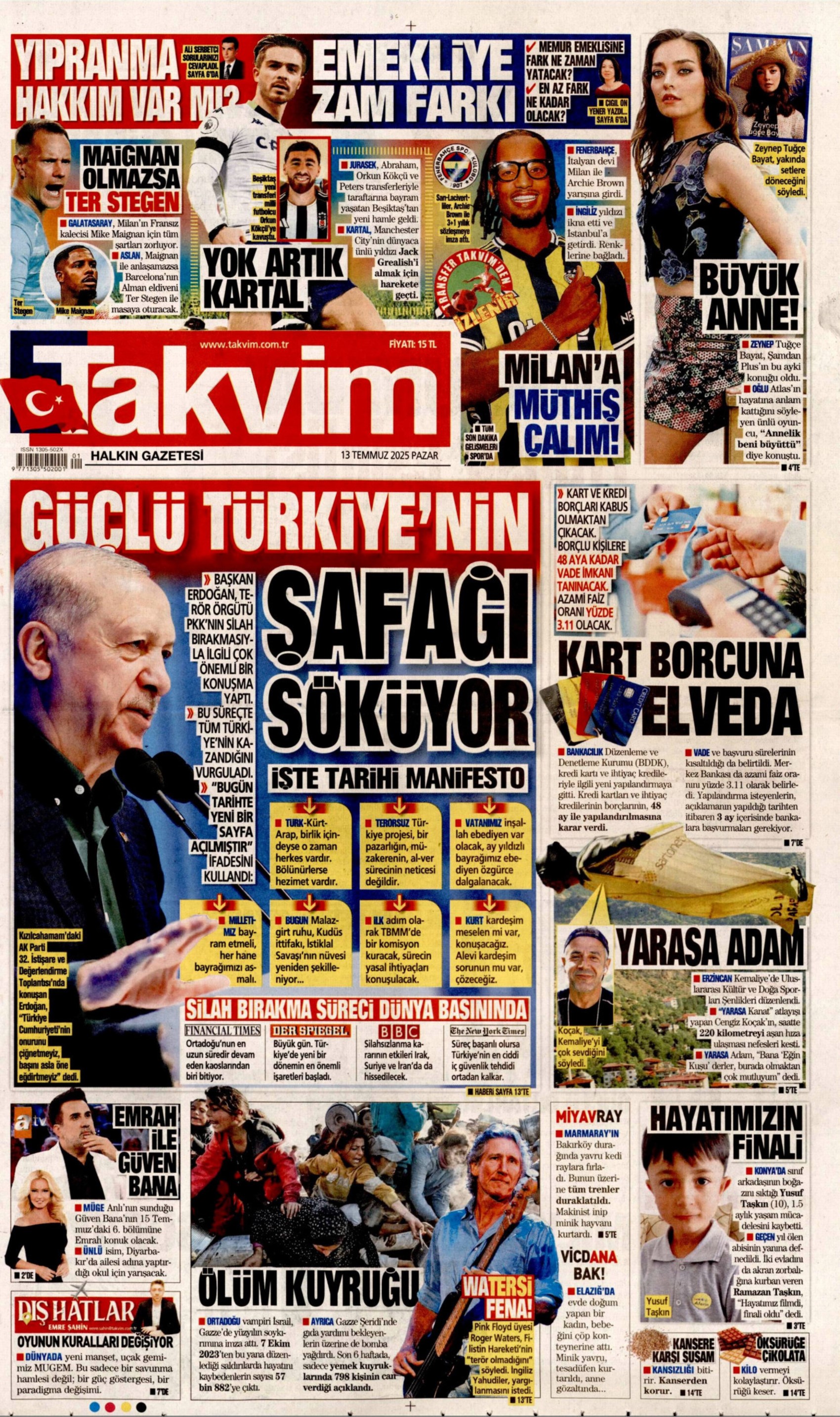 DEM Parti'yle 'süreç' ittifakı çıkmıştı: Gazeteler Erdoğan'ın 'tarihi nitelikte' denilen konuşmasını nasıl gördü? (13 Temmuz 2025 gazete manşetleri)