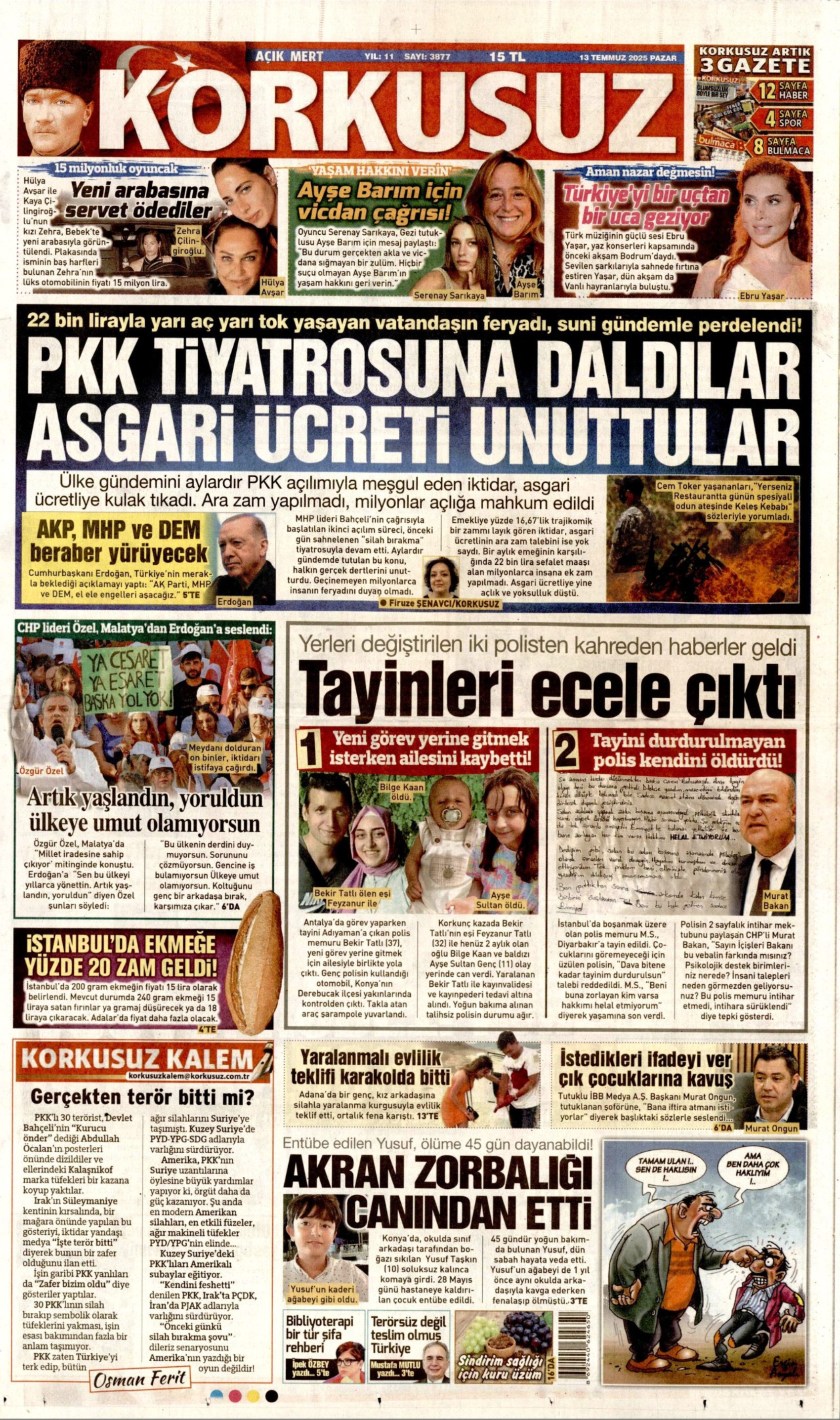 DEM Parti'yle 'süreç' ittifakı çıkmıştı: Gazeteler Erdoğan'ın 'tarihi nitelikte' denilen konuşmasını nasıl gördü? (13 Temmuz 2025 gazete manşetleri)