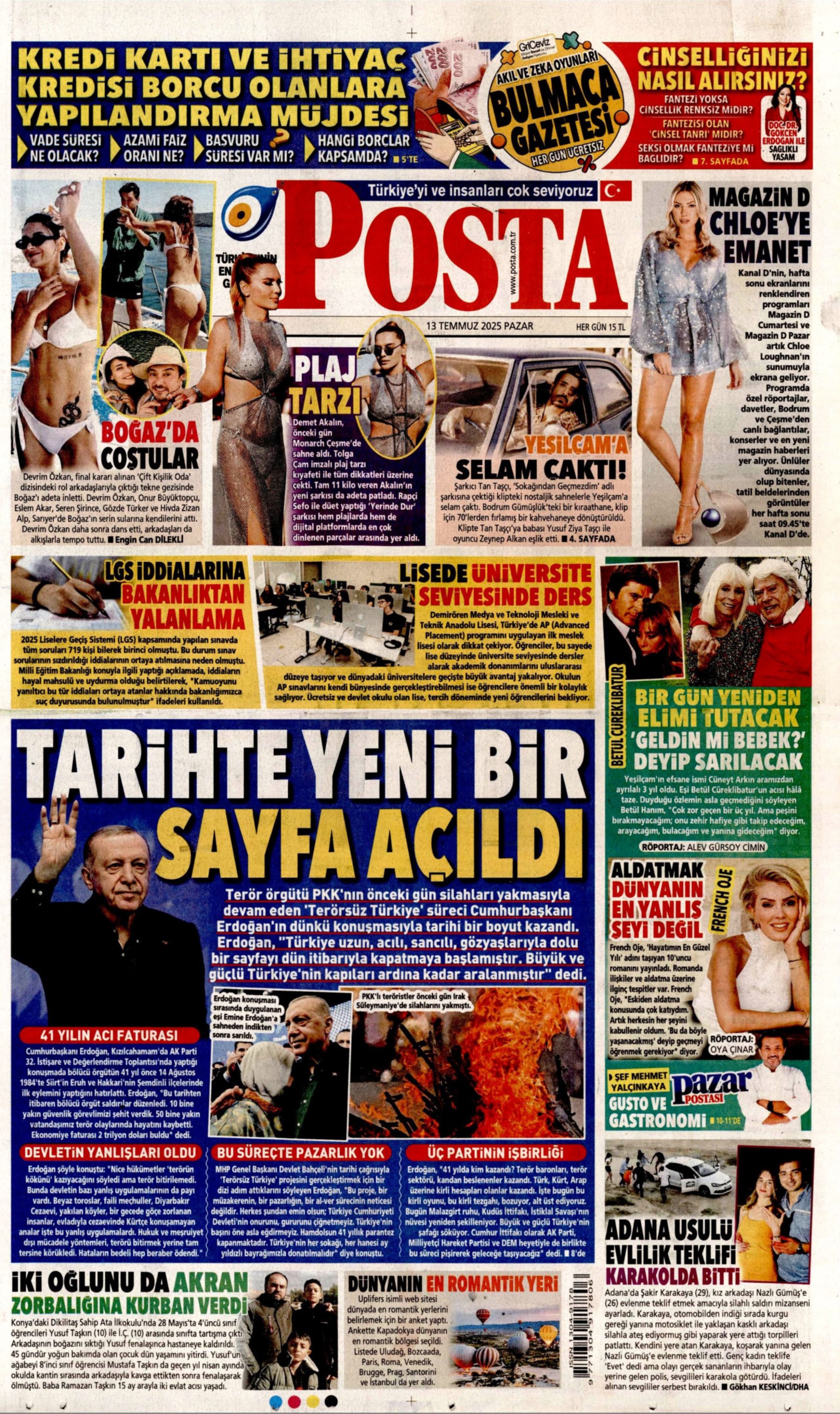 DEM Parti'yle 'süreç' ittifakı çıkmıştı: Gazeteler Erdoğan'ın 'tarihi nitelikte' denilen konuşmasını nasıl gördü? (13 Temmuz 2025 gazete manşetleri)