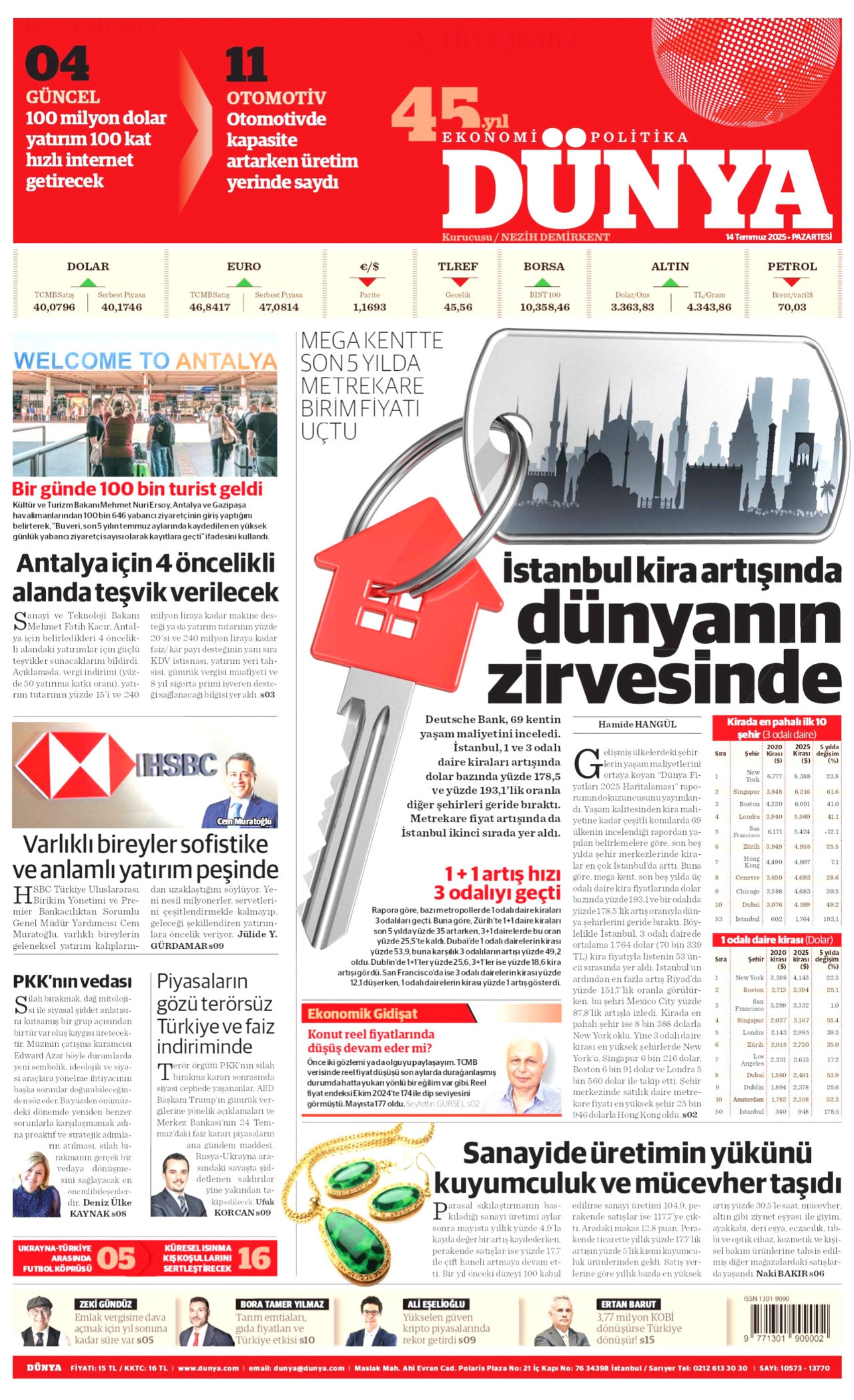 14 Temmuz 2025 gazete manşetleri