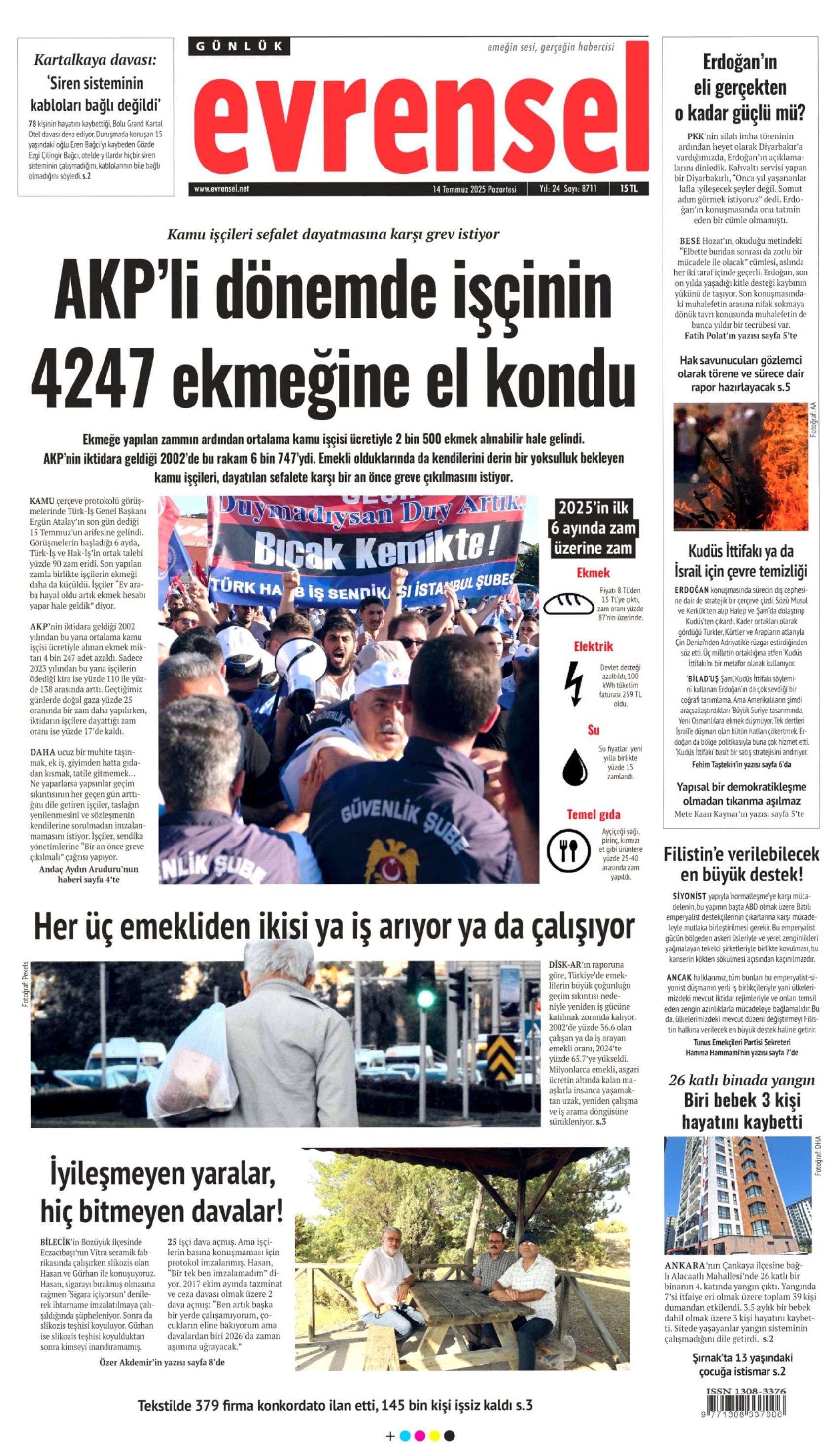 14 Temmuz 2025 gazete manşetleri