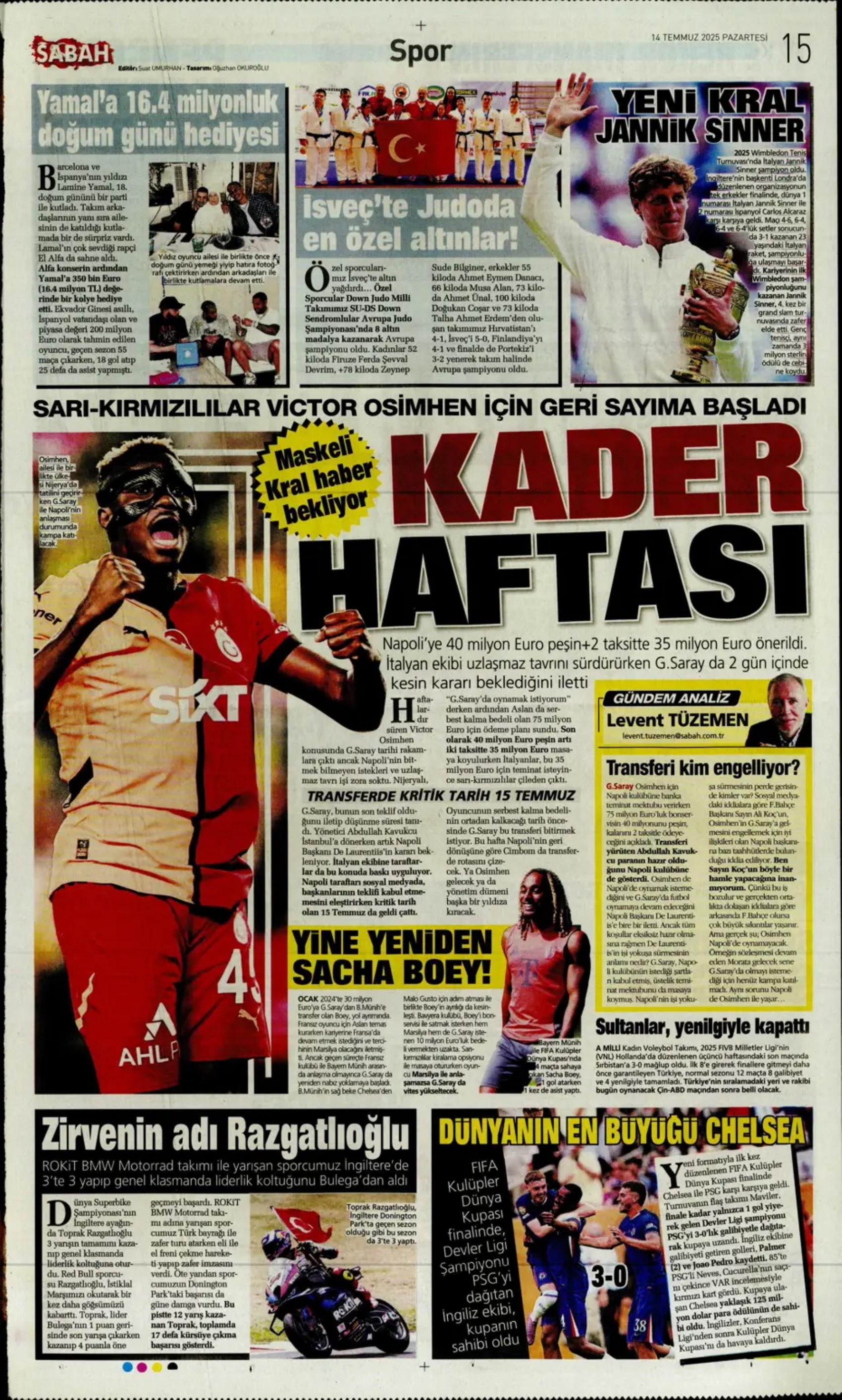 Sporda günün manşetleri... Fenerbahçe Marco Asensio'da mutlu sona ulaştı: Osimhen'de karar haftası