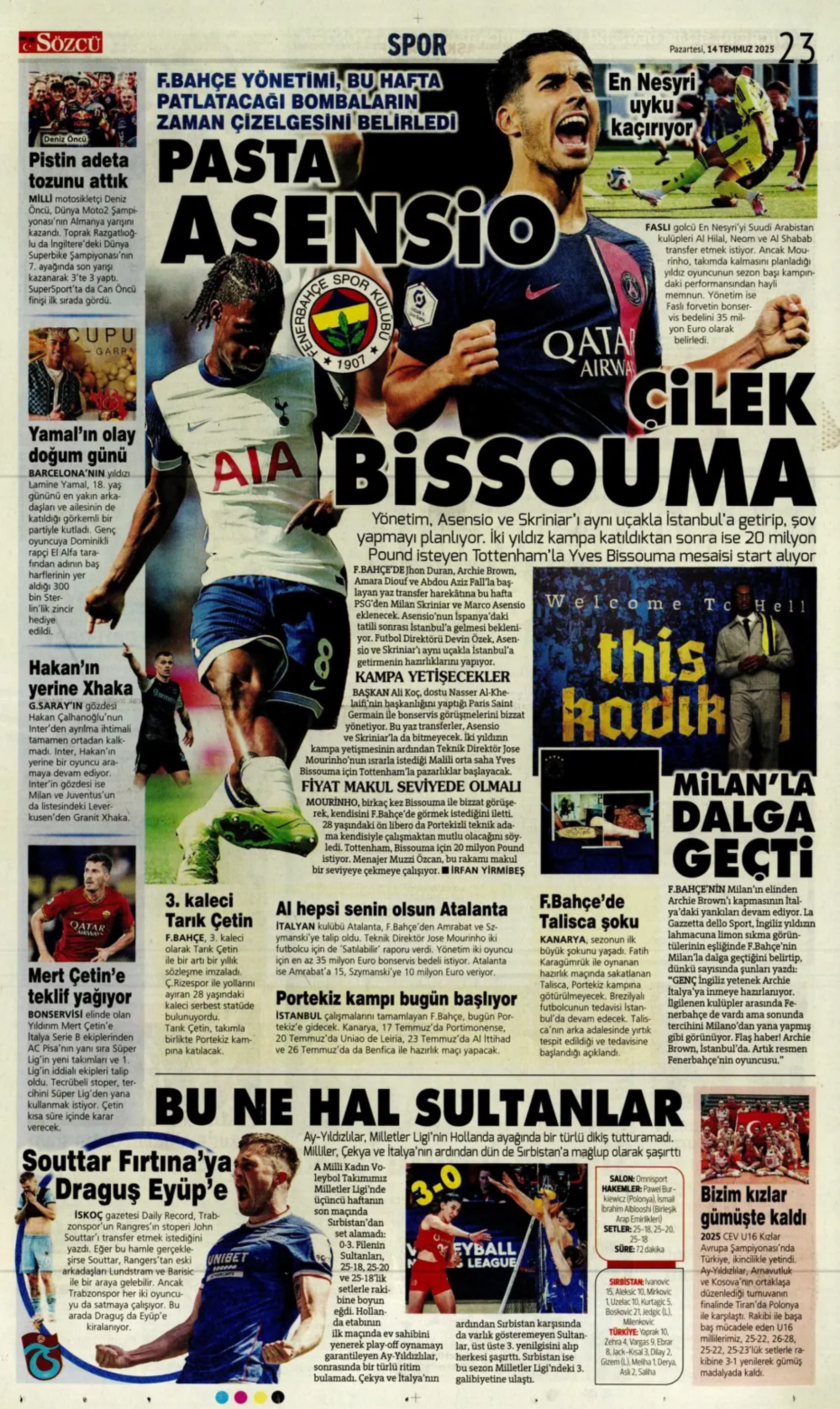 Sporda günün manşetleri... Fenerbahçe Marco Asensio'da mutlu sona ulaştı: Osimhen'de karar haftası