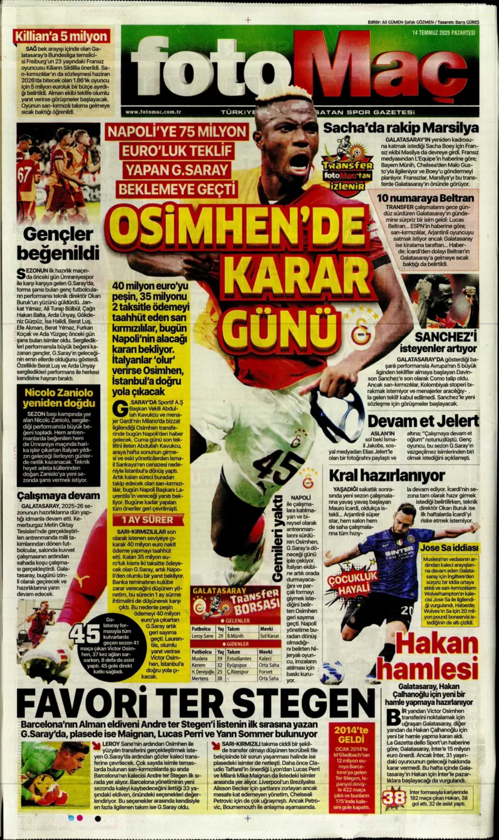 Sporda günün manşetleri... Fenerbahçe Marco Asensio'da mutlu sona ulaştı: Osimhen'de karar haftası