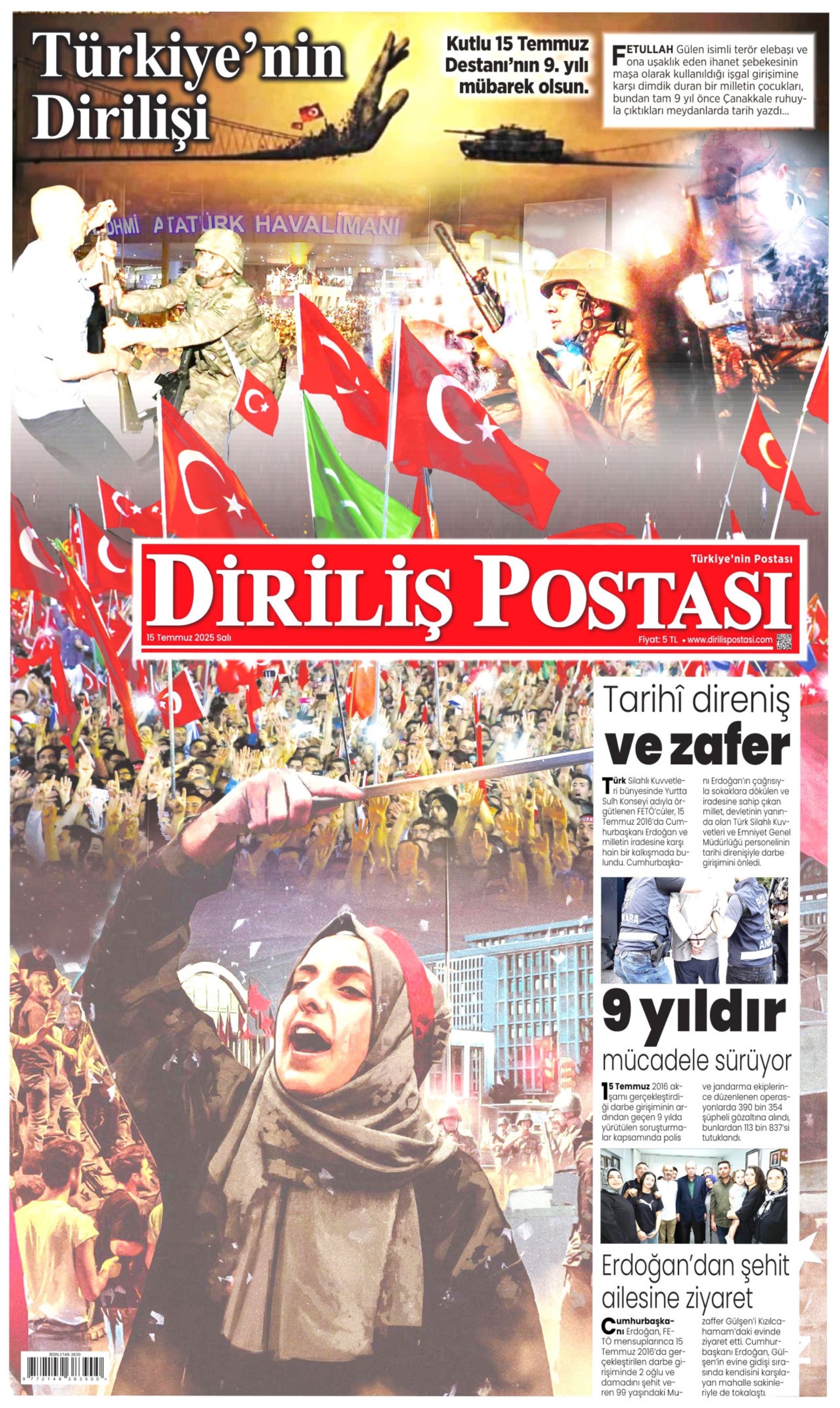 15 Temmuz 2025 gazete manşetleri