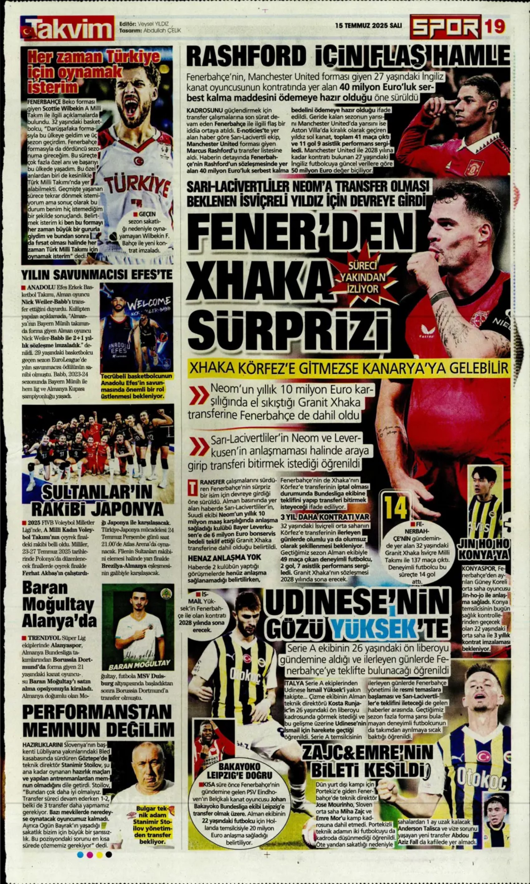 Sporda günün manşetleri... Fenerbahçe'de Xhaka sesleri: 'Sadece Galatasaray'da oynarım'