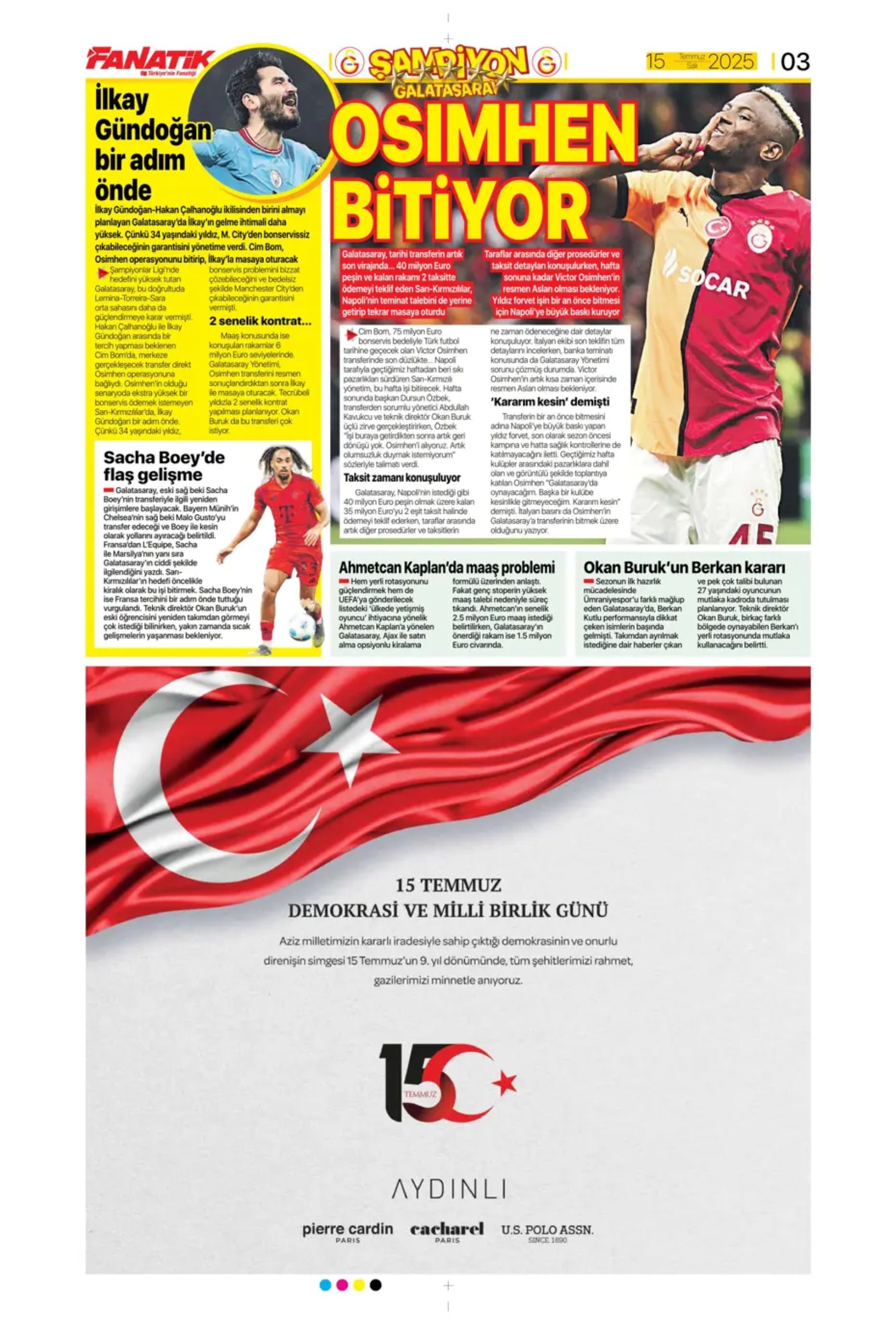Sporda günün manşetleri... Fenerbahçe'de Xhaka sesleri: 'Sadece Galatasaray'da oynarım'