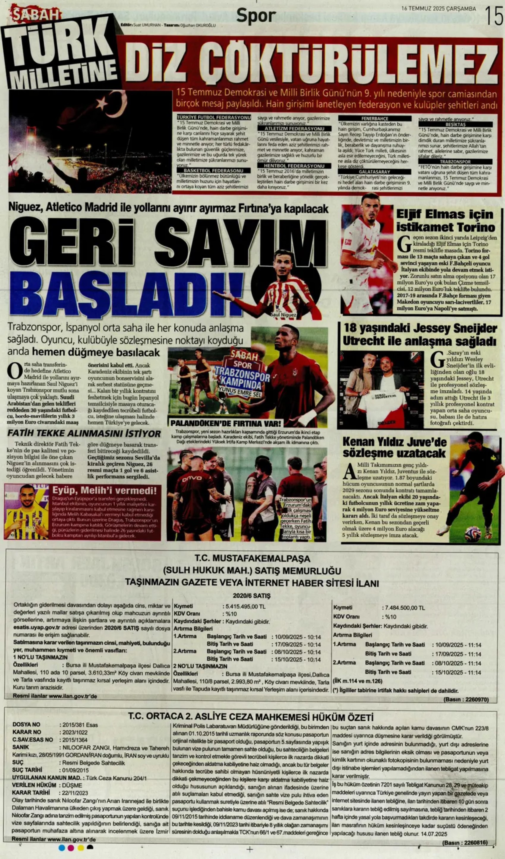 Sporda günün manşetleri: Osimhen'de pay rötarı: Aslan kalede gözünün Ederson'a dikti