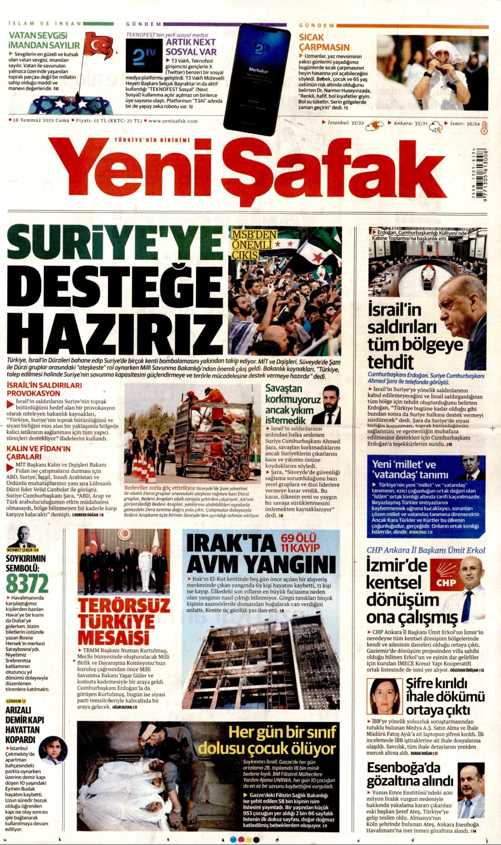 18 Temmuz 2025 gazete manşetleri... Yandaş medyadan Özgür Özel'e tehdit: 'Senin de sonun Silivri olacak'