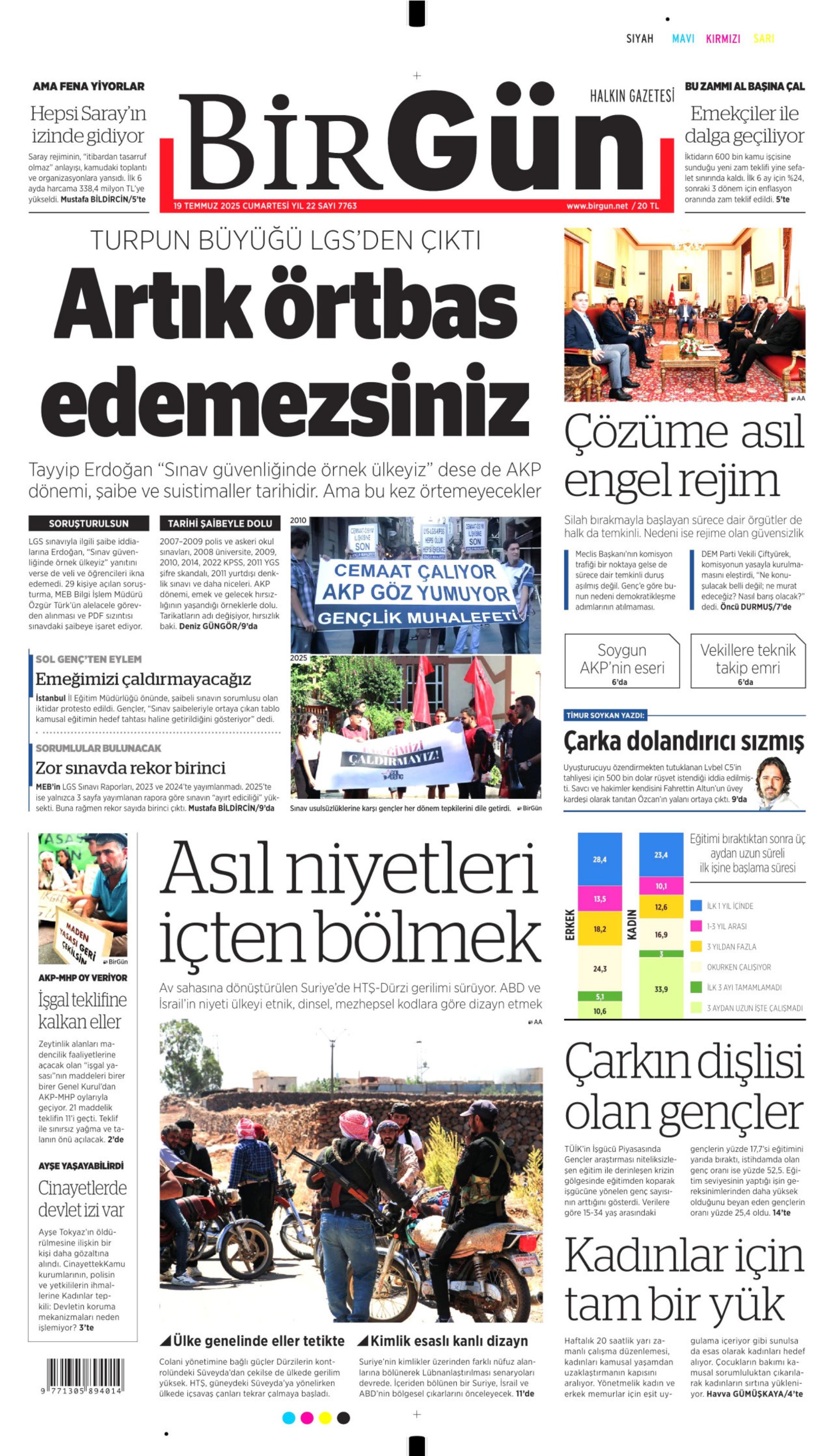 19 Temmuz 2025 gazete manşetleri