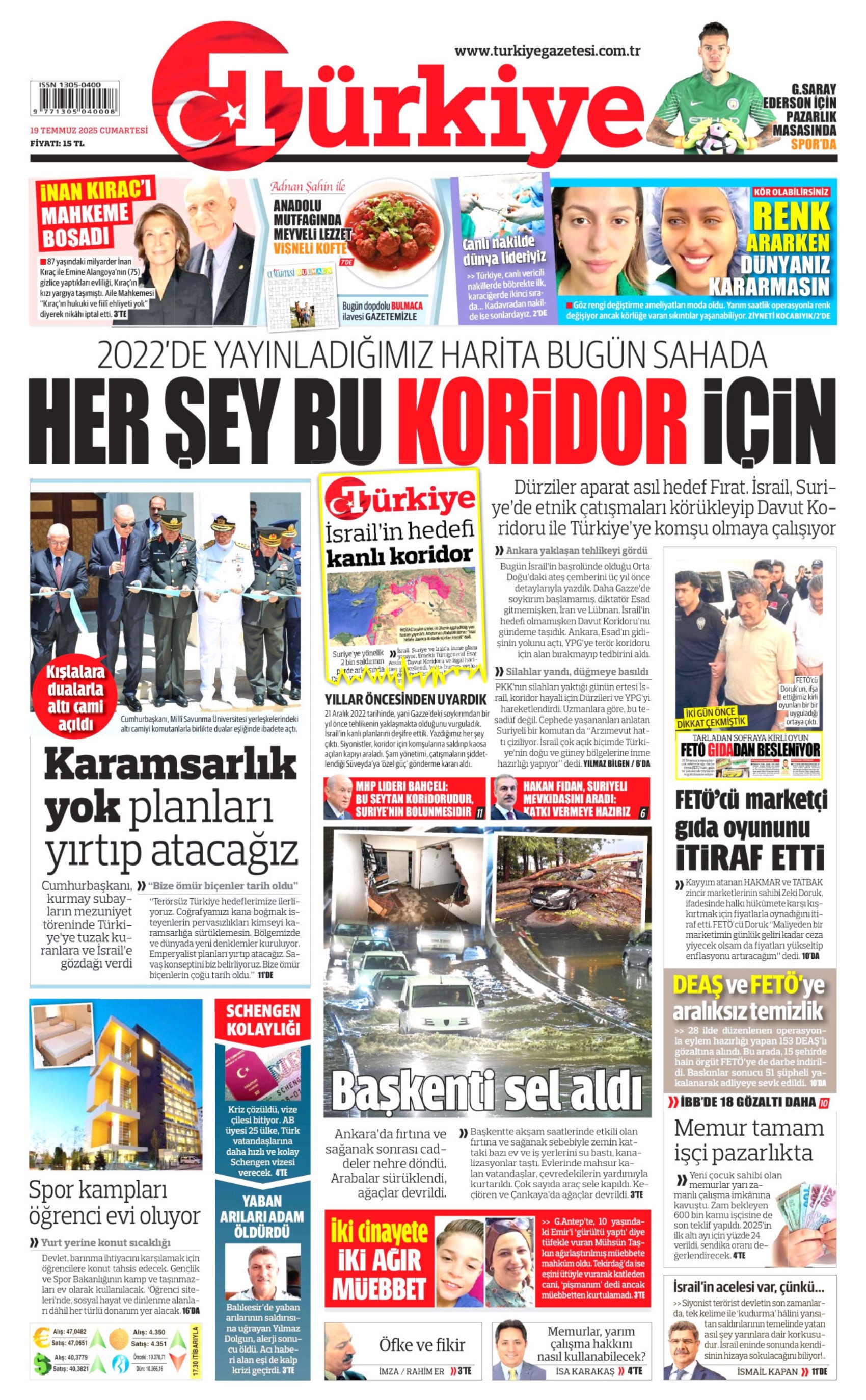 19 Temmuz 2025 gazete manşetleri