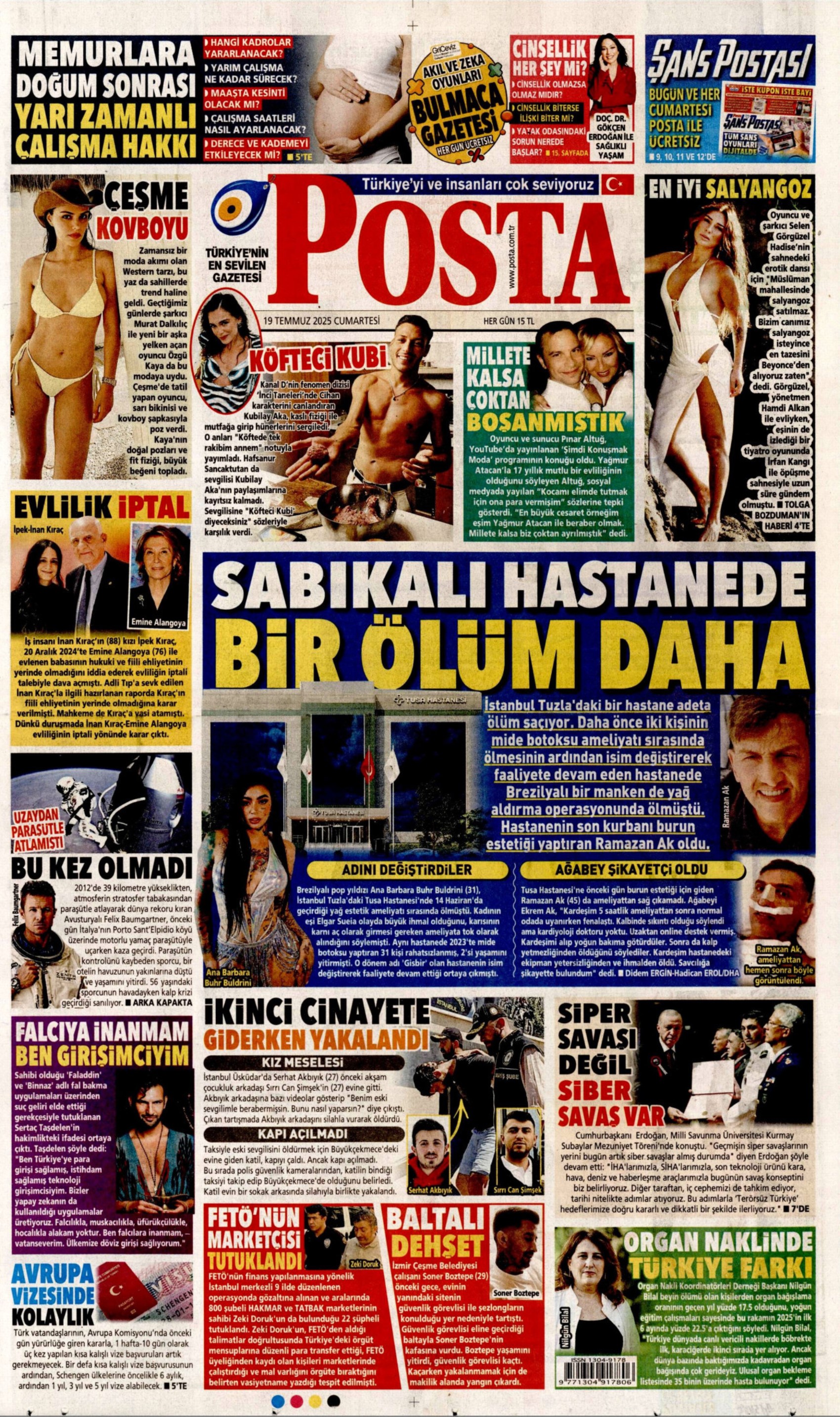19 Temmuz 2025 gazete manşetleri