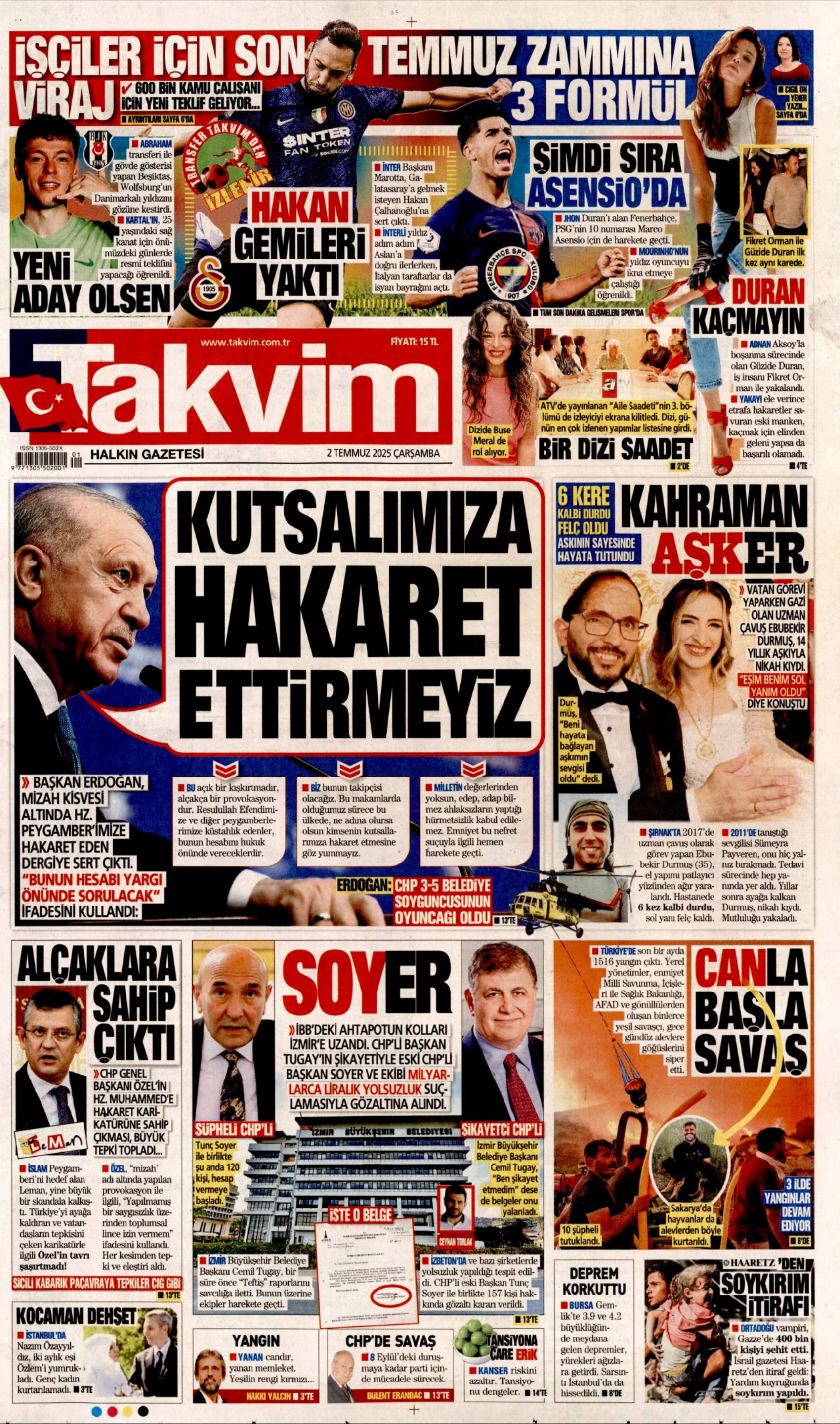 2 Temmuz 2025 gazete manşetleri: 'Muhalife uyku da haram'