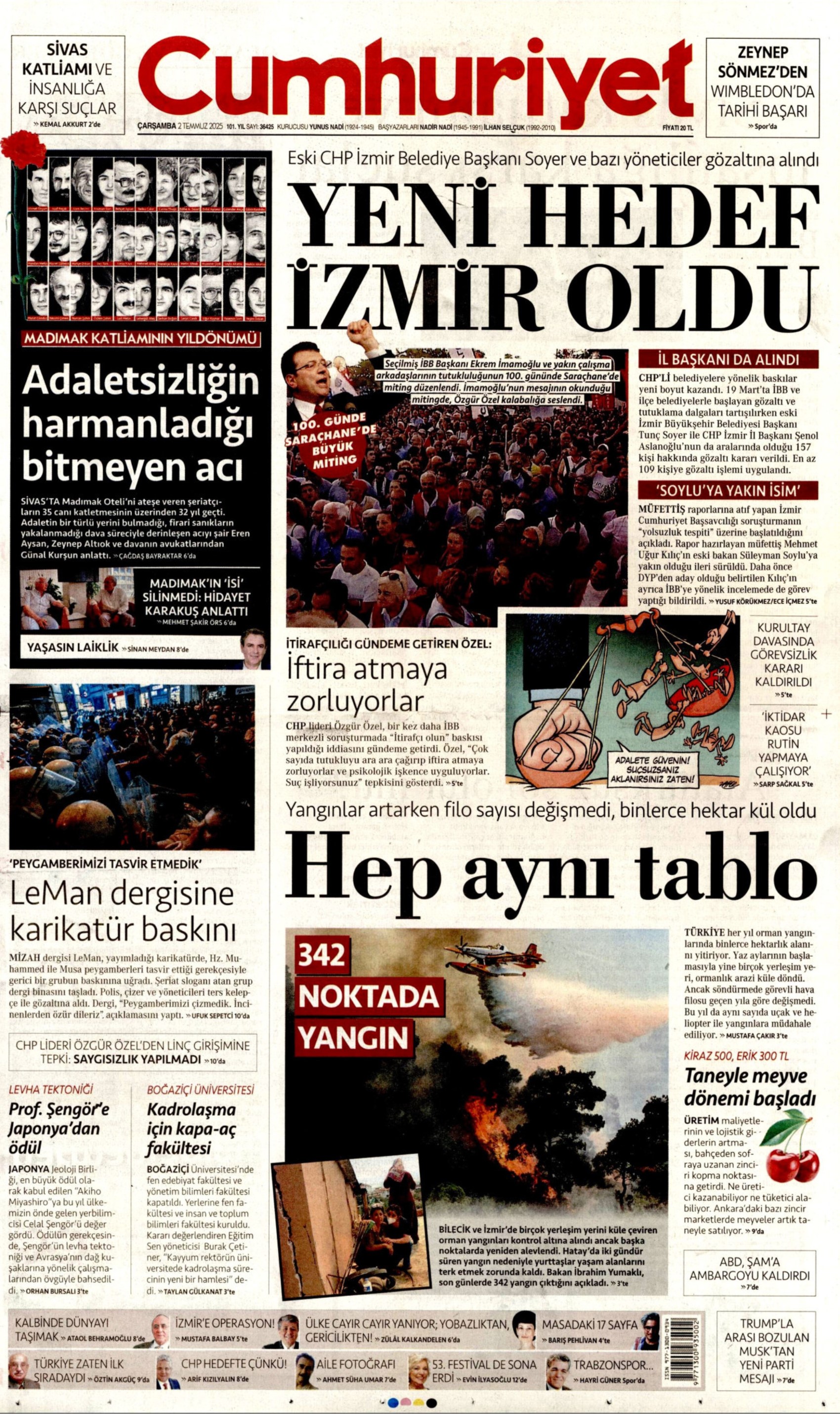 2 Temmuz 2025 gazete manşetleri: 'Muhalife uyku da haram'
