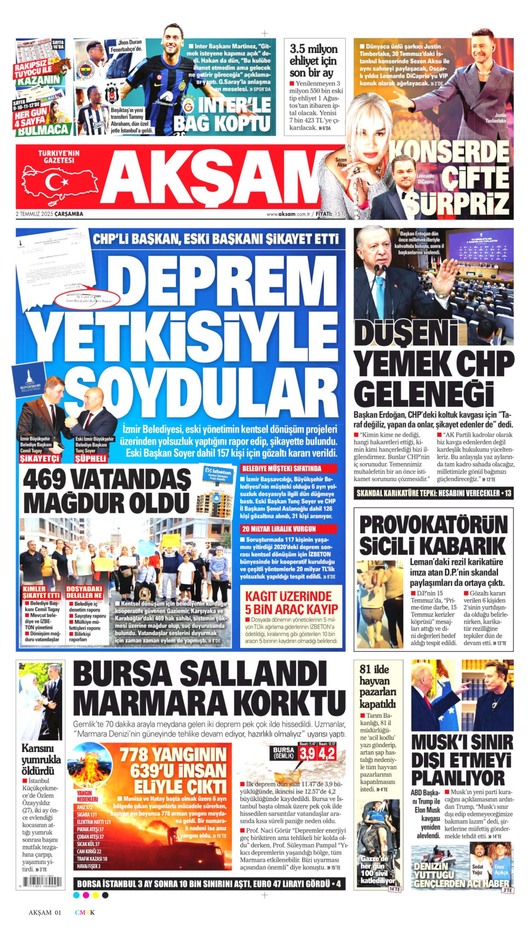 2 Temmuz 2025 gazete manşetleri: 'Muhalife uyku da haram'