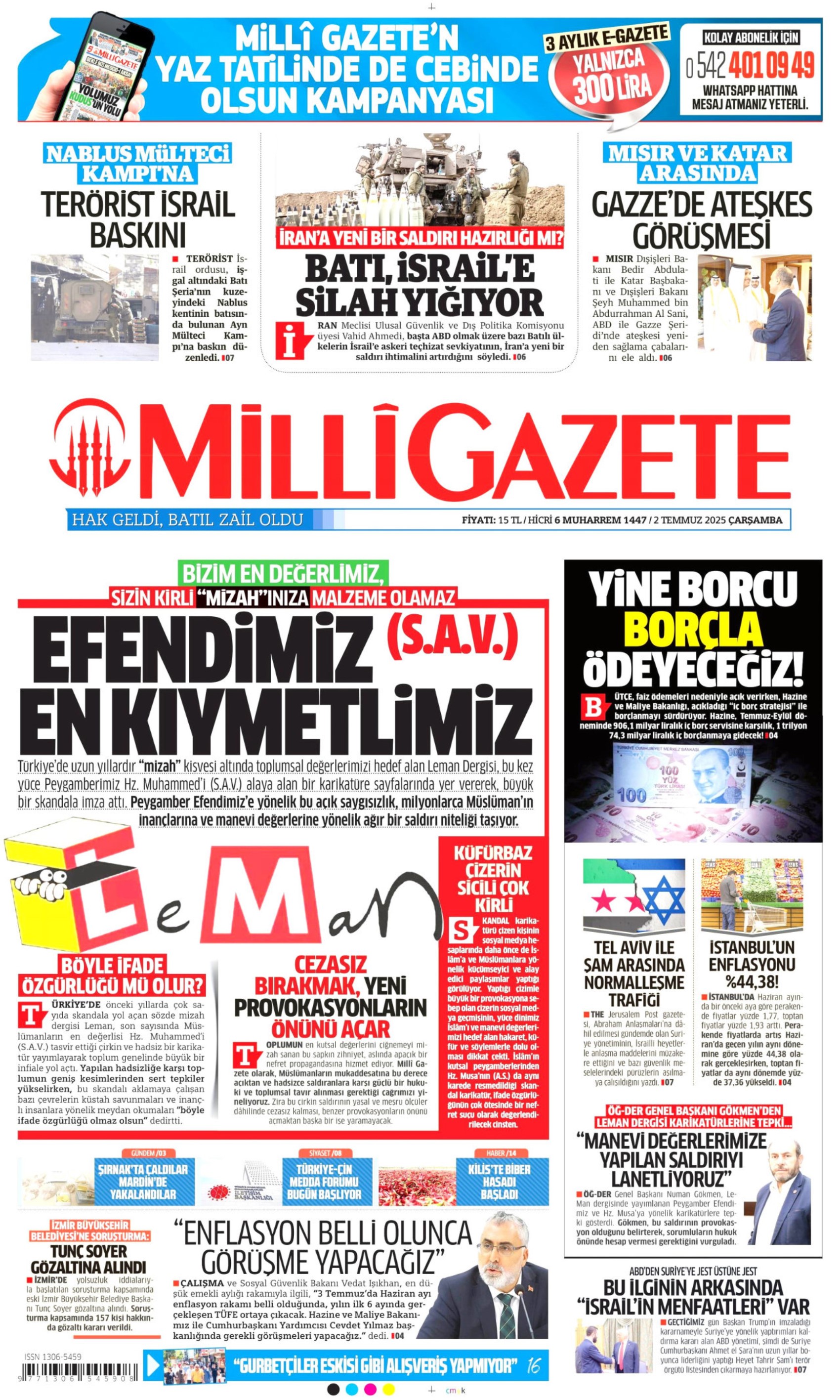 2 Temmuz 2025 gazete manşetleri: 'Muhalife uyku da haram'