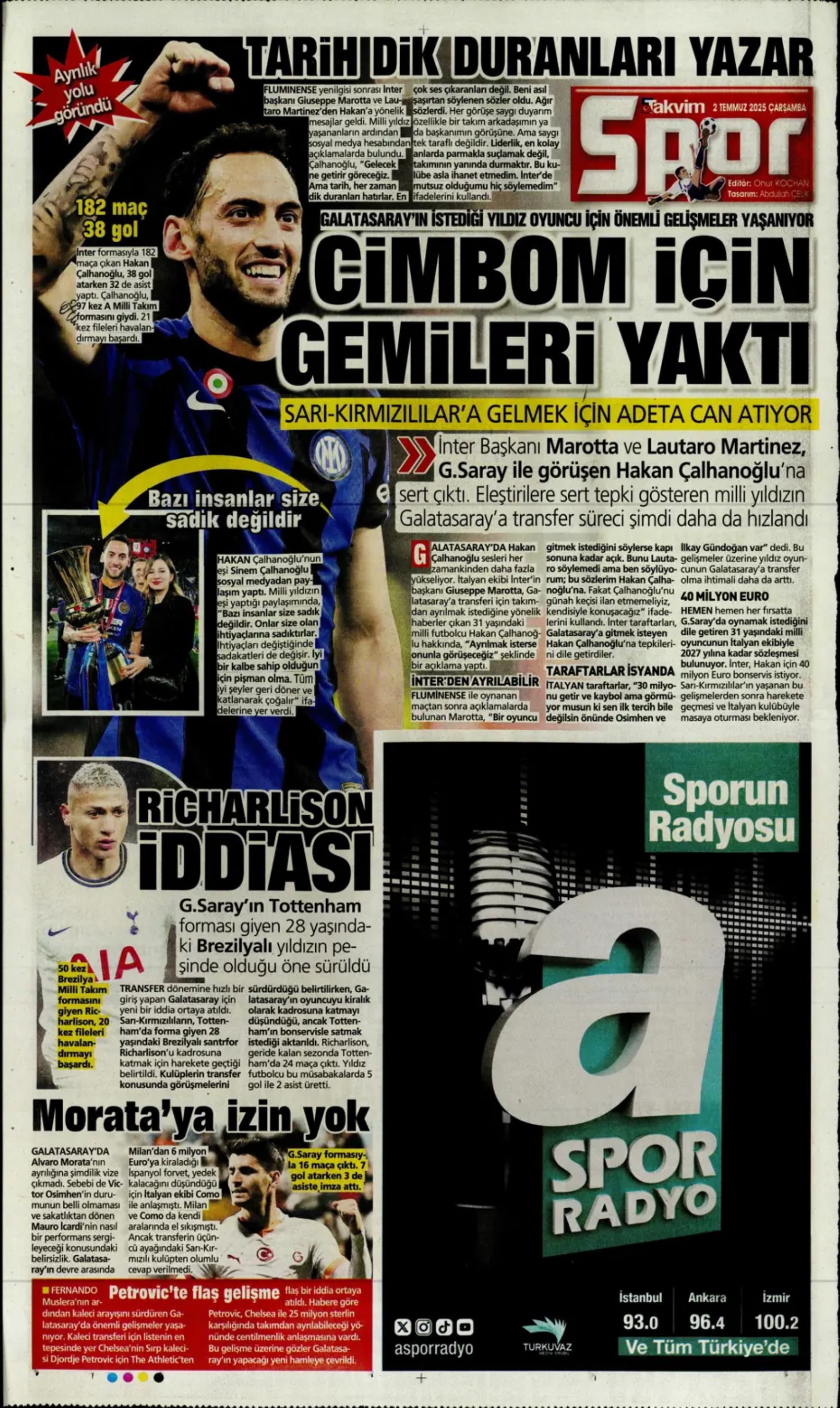 Sporda günün manşetleri: Osimhen için geri sayım, Aslan'a sambacı kaleci