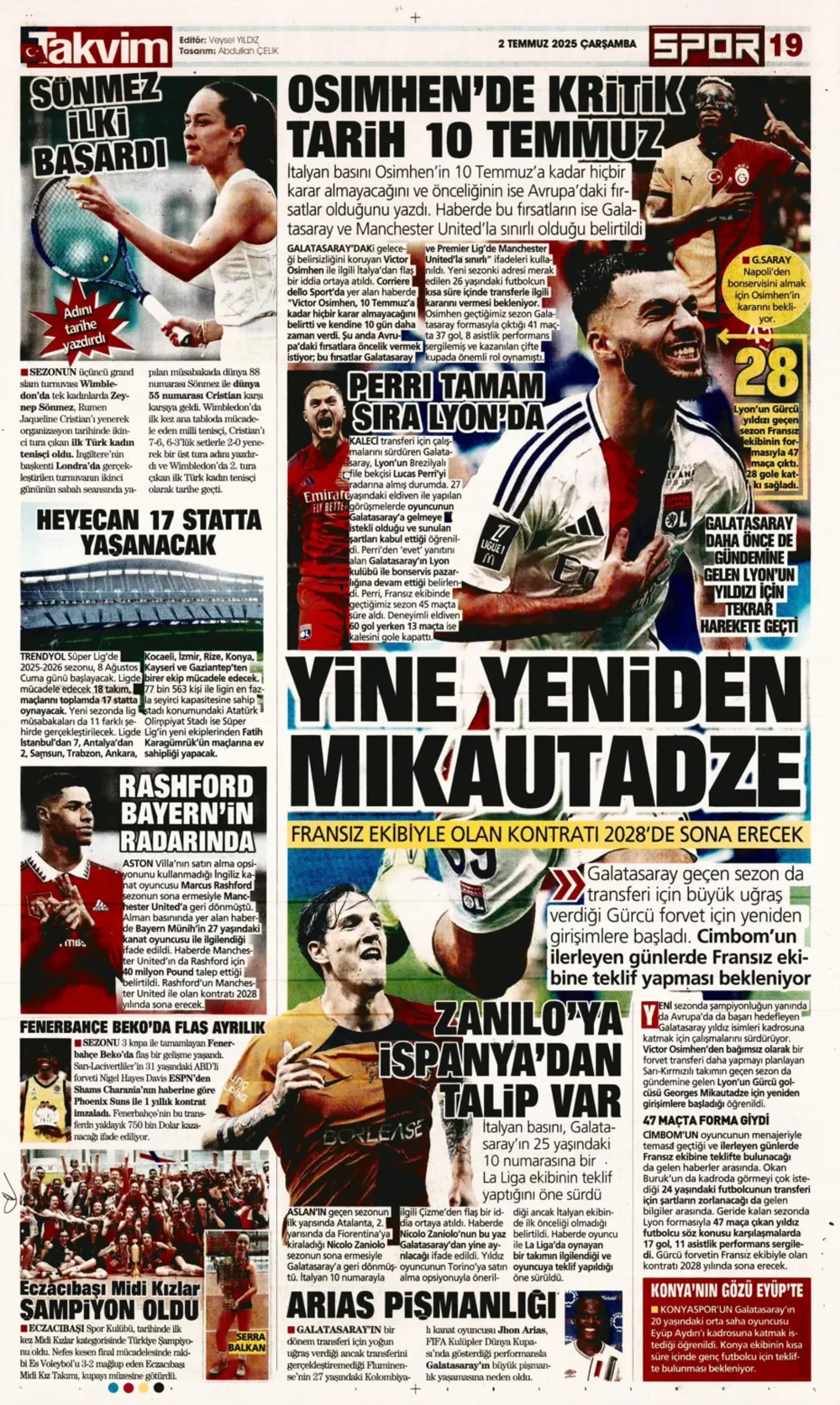 Sporda günün manşetleri: Osimhen için geri sayım, Aslan'a sambacı kaleci