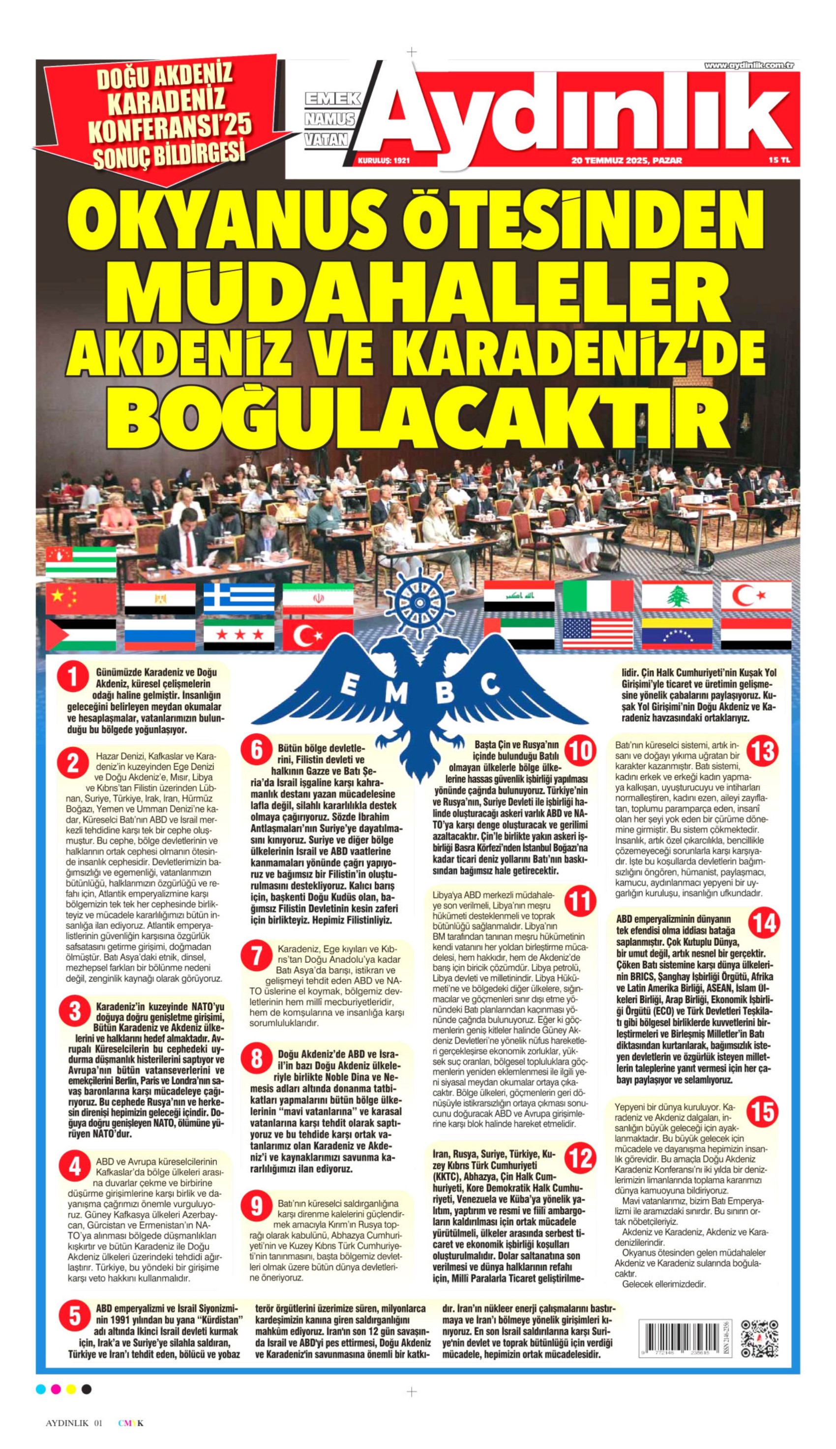 20 Temmuz 2025 gazete manşetleri