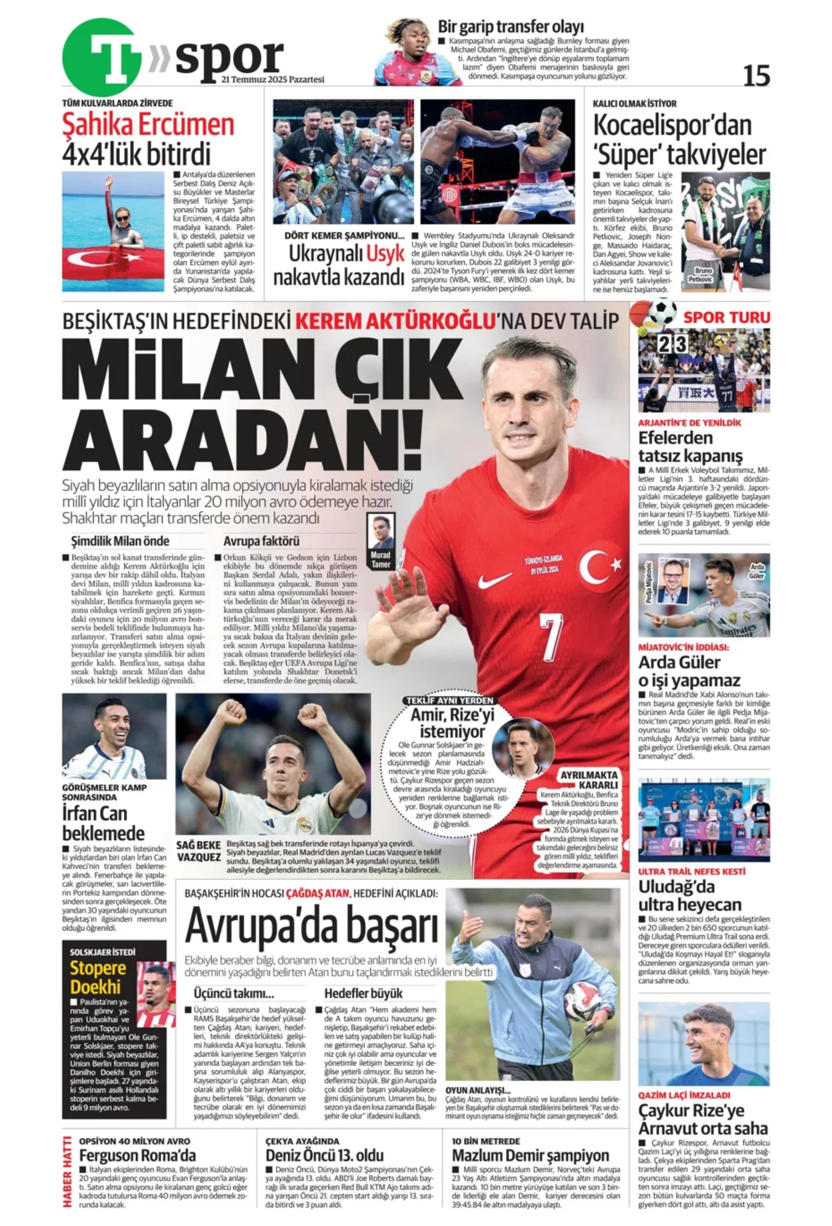 Sporda günün manşetleri: Osimhen resmen Aslan: Kadıköy'ün Hakan'ı!