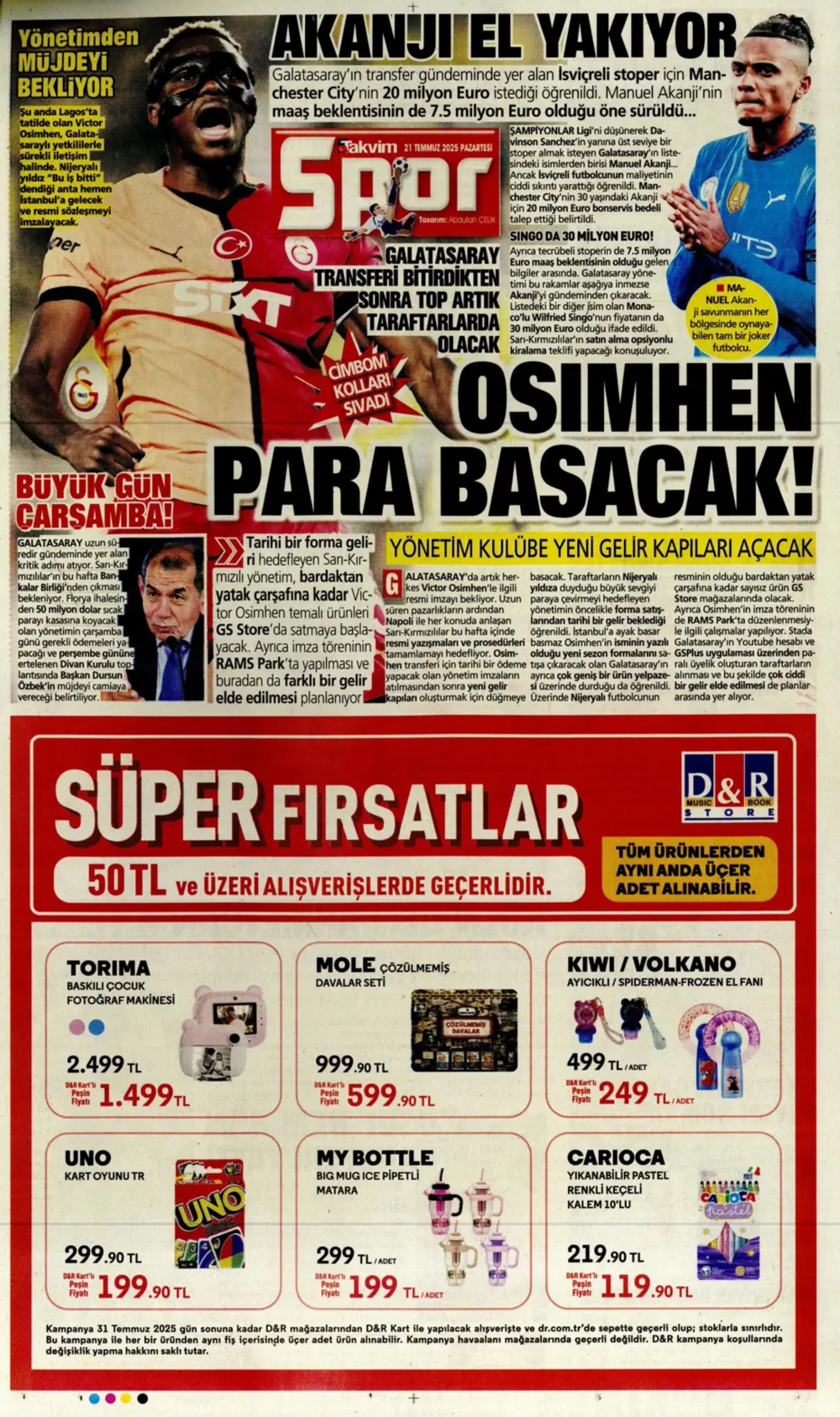 Sporda günün manşetleri: Osimhen resmen Aslan: Kadıköy'ün Hakan'ı!