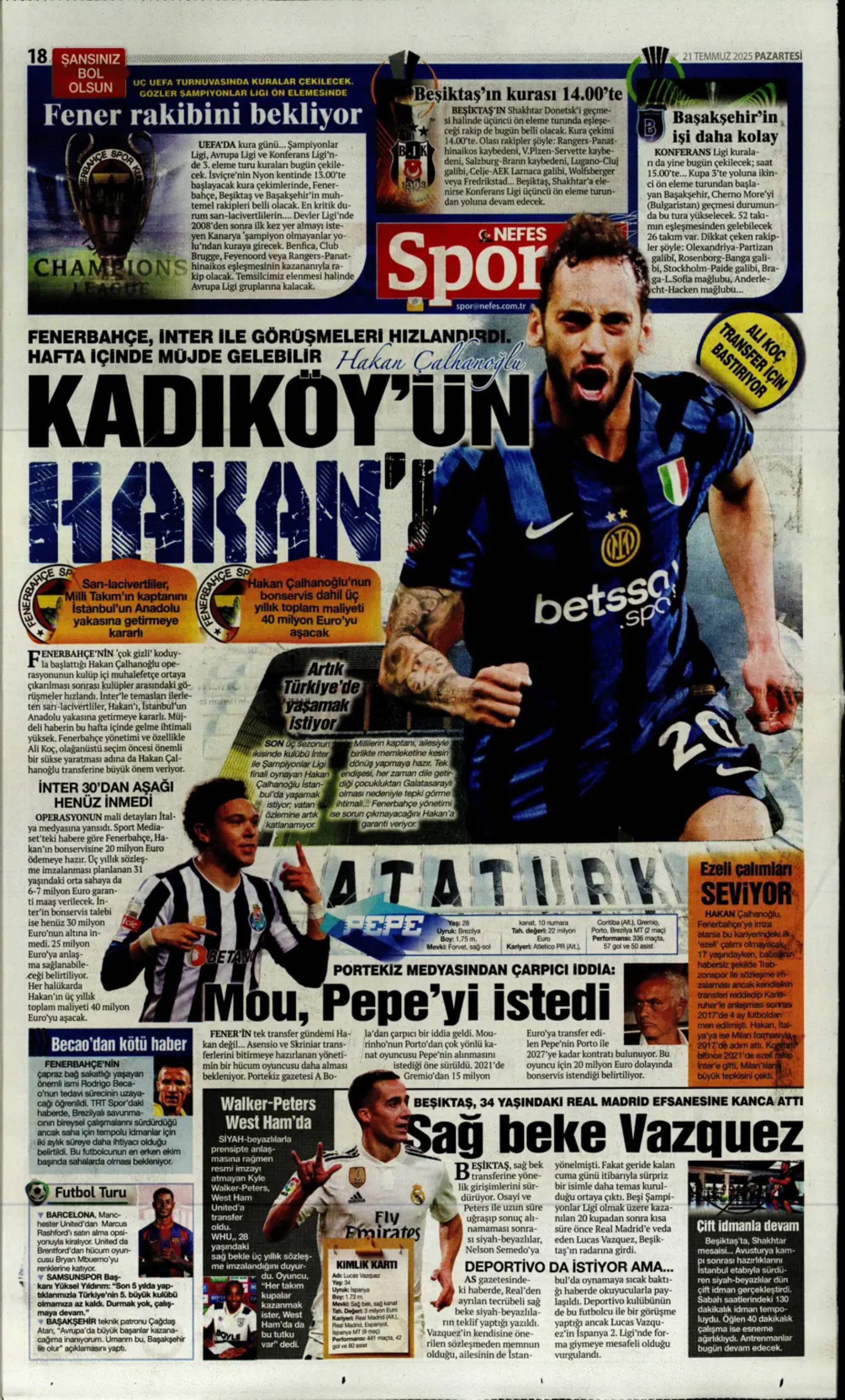 Sporda günün manşetleri: Osimhen resmen Aslan: Kadıköy'ün Hakan'ı!