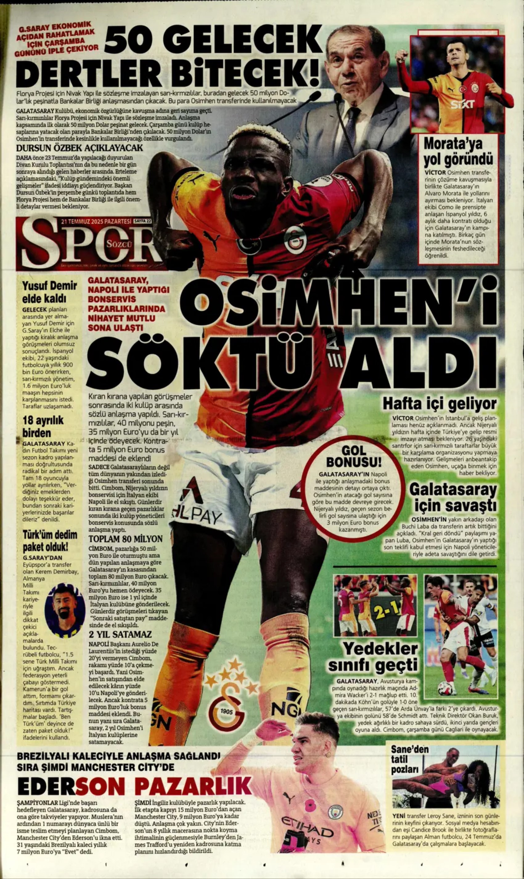 Sporda günün manşetleri: Osimhen resmen Aslan: Kadıköy'ün Hakan'ı!