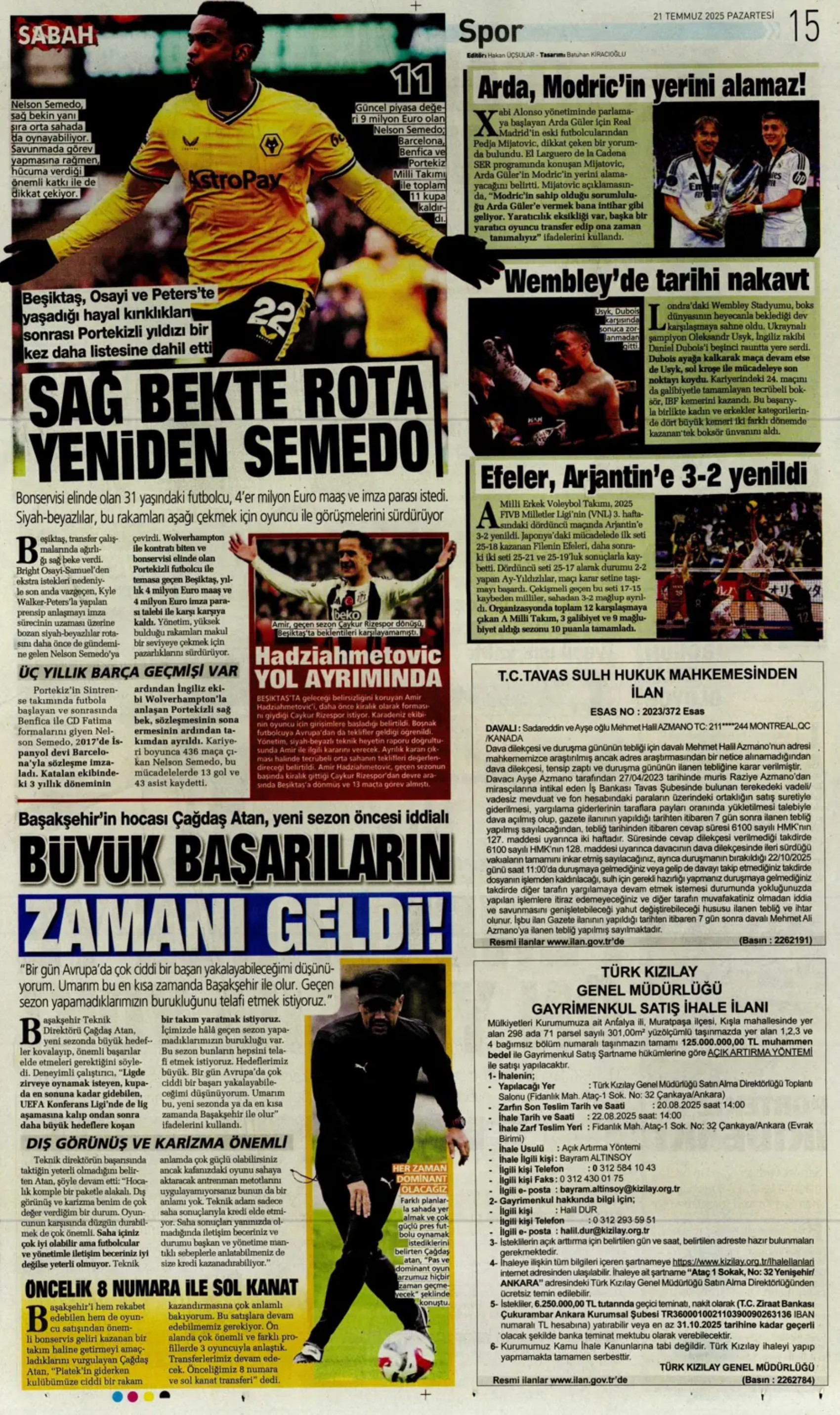 Sporda günün manşetleri: Osimhen resmen Aslan: Kadıköy'ün Hakan'ı!